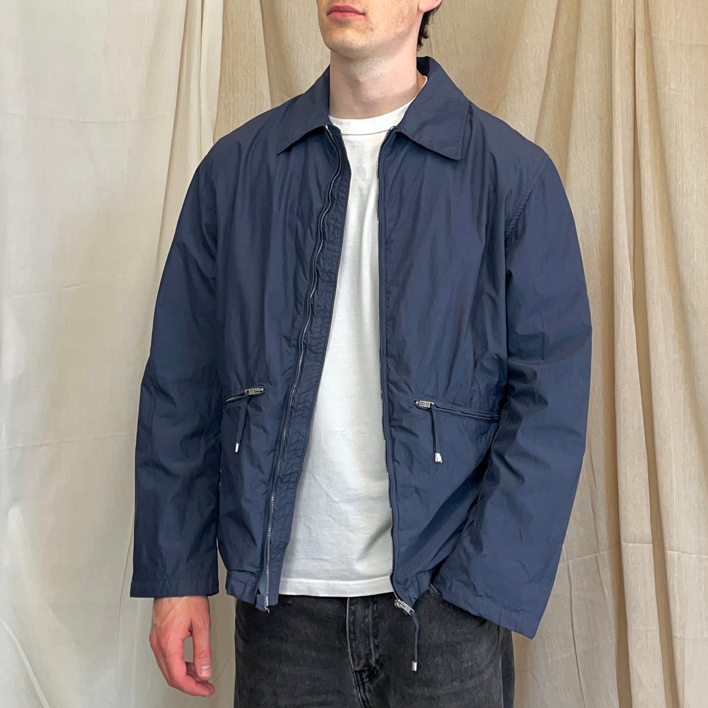 Stone Island Denims Blue Grey SS03 Nylon Zip-Through Harrington Jacket