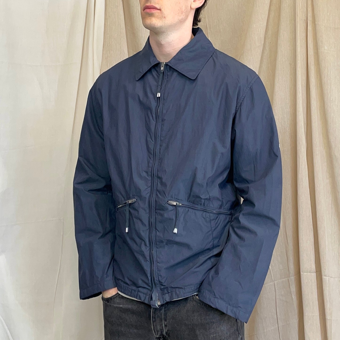 Stone Island Denims Blue Grey SS03 Nylon Zip-Through Harrington Jacket