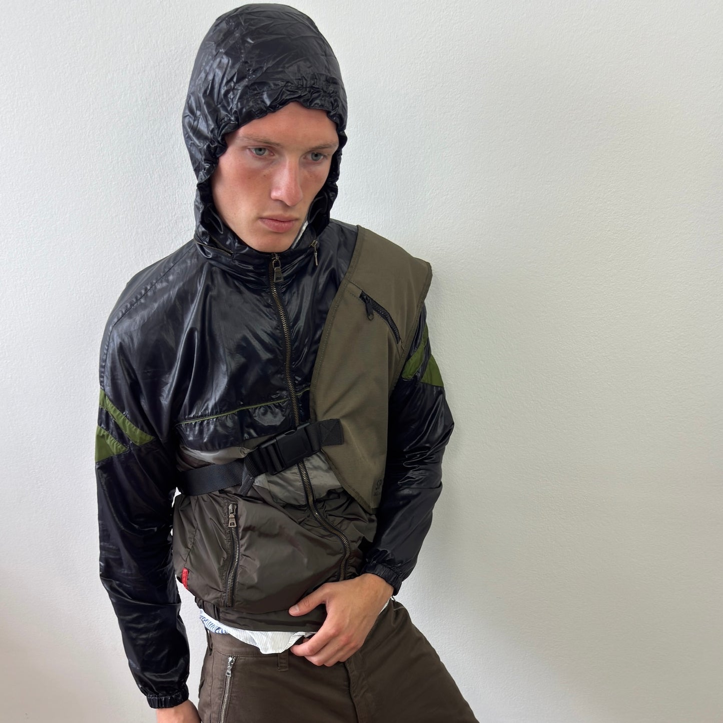 Prada Sport Black, Green & Grey 2008 Translucent Windbreaker