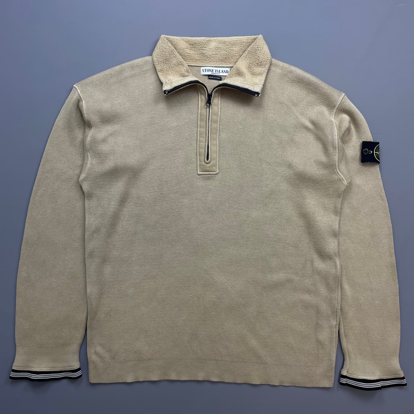 Stone Island Beige Soft Cotton Half-Zip Jumper