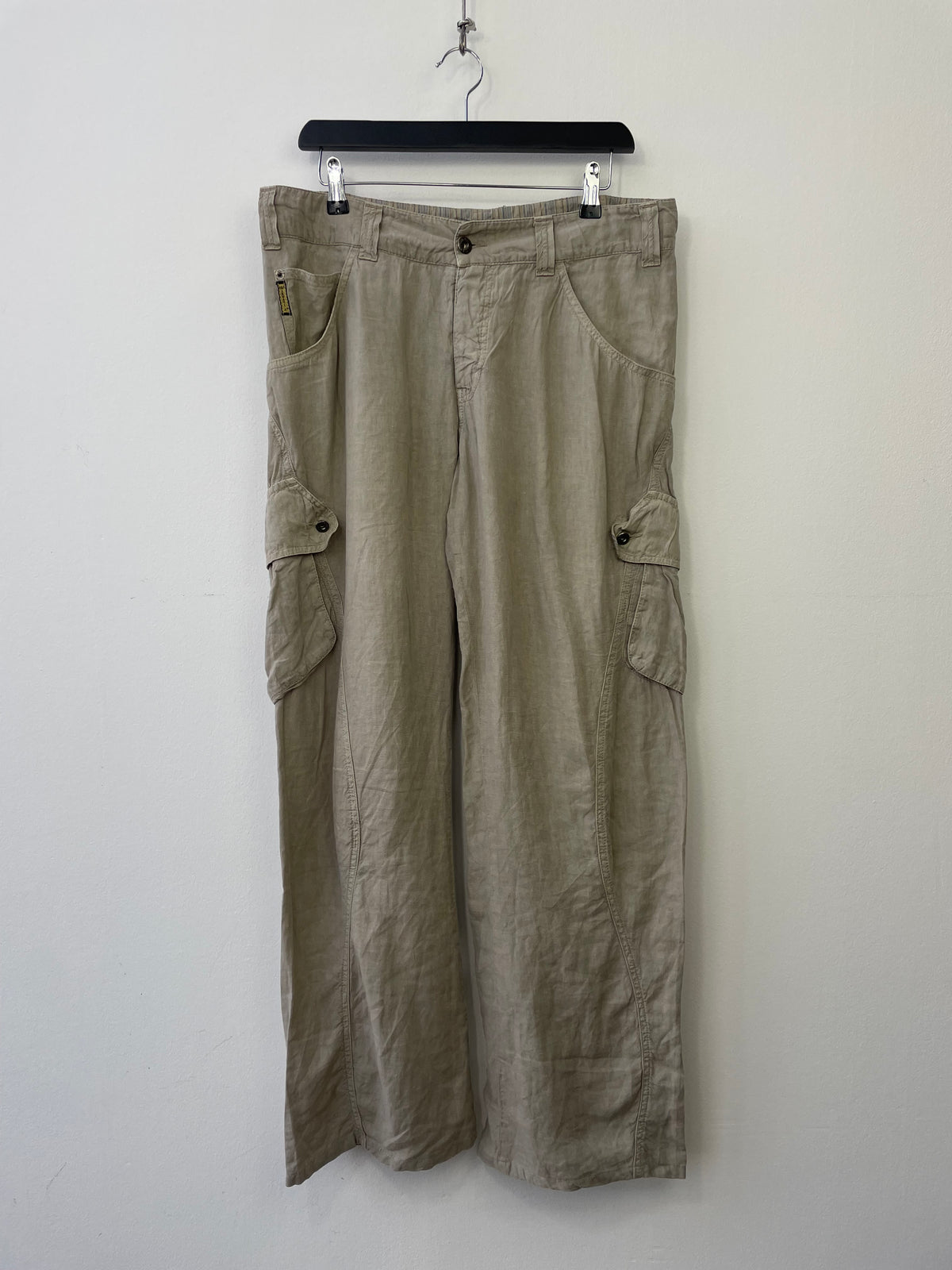 Armani Jeans 00s Twist Seam Linen Cargo Trousers