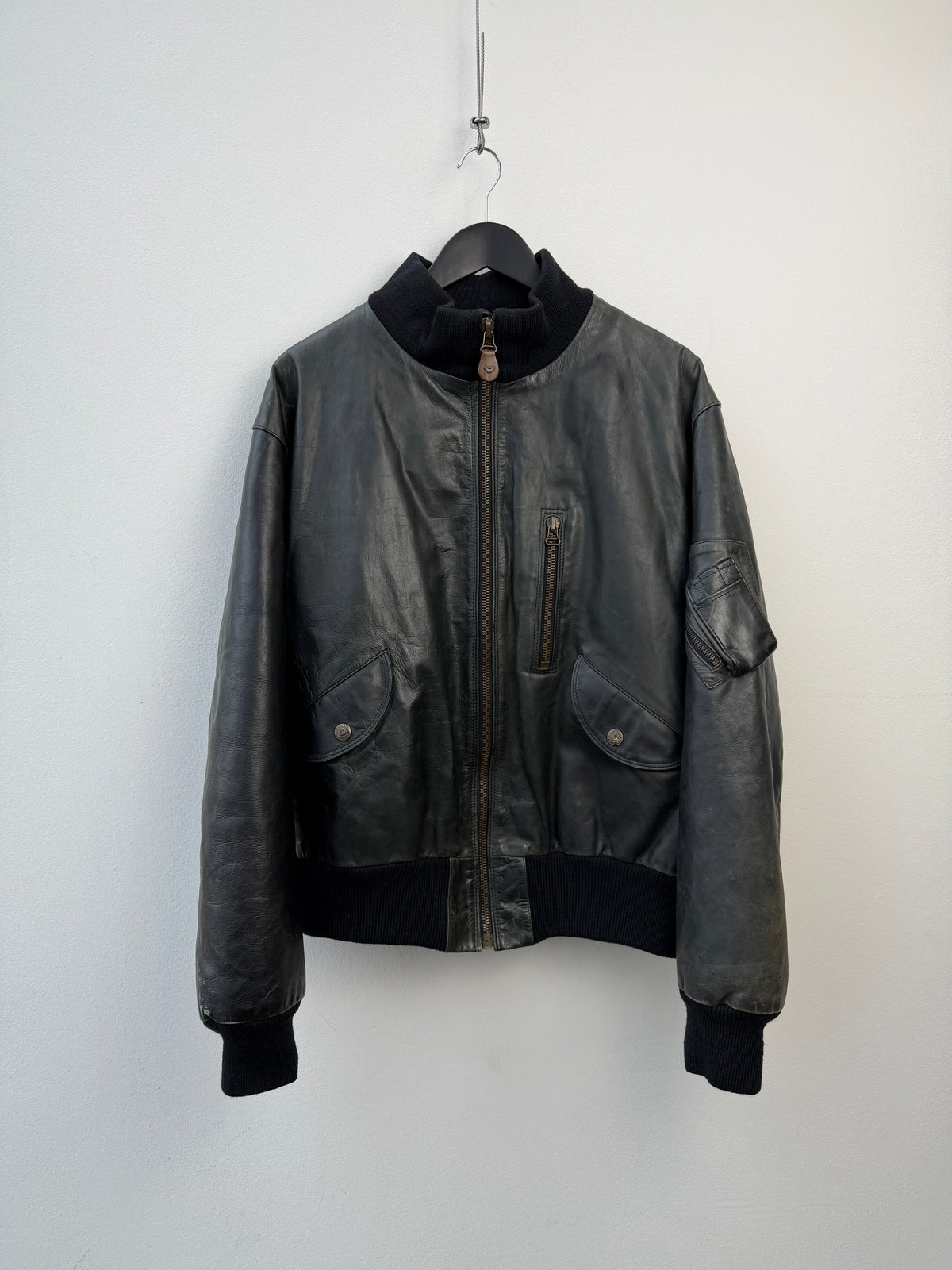 Armani Jeans 90s Leather Bomber Jacket