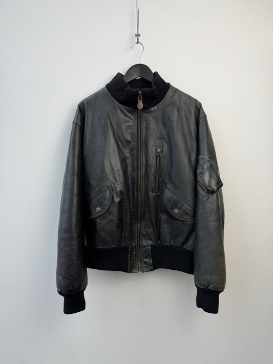 Armani Jeans 90s Leather Bomber Jacket
