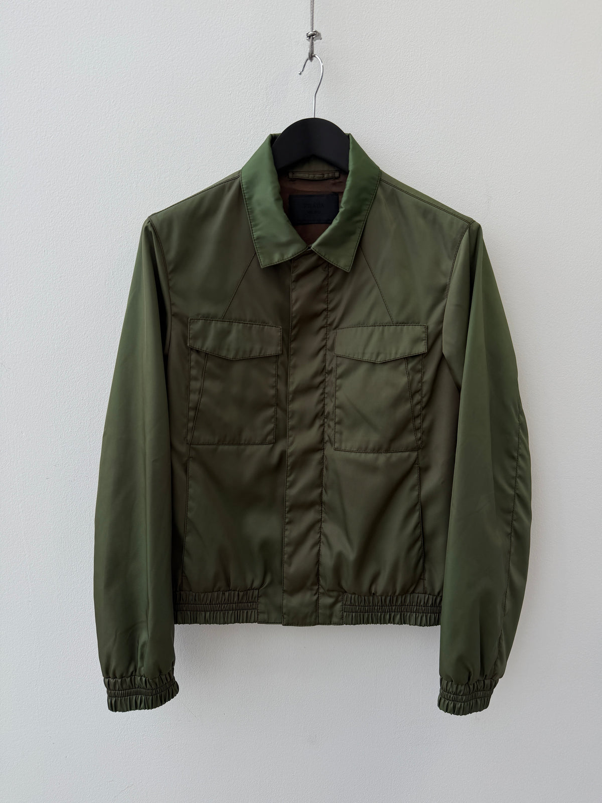 Prada Green Iridescent Zip Up Bomber Jacket