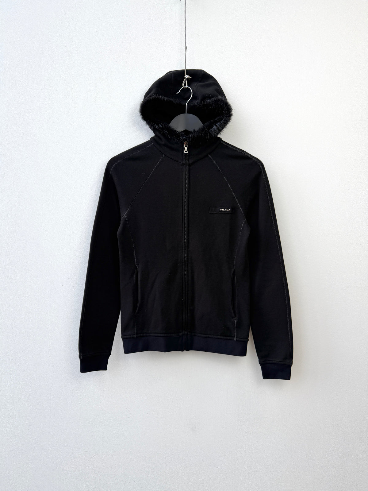 Prada Sport 2007 Contrast Stitch Fur Hood Track Jacket