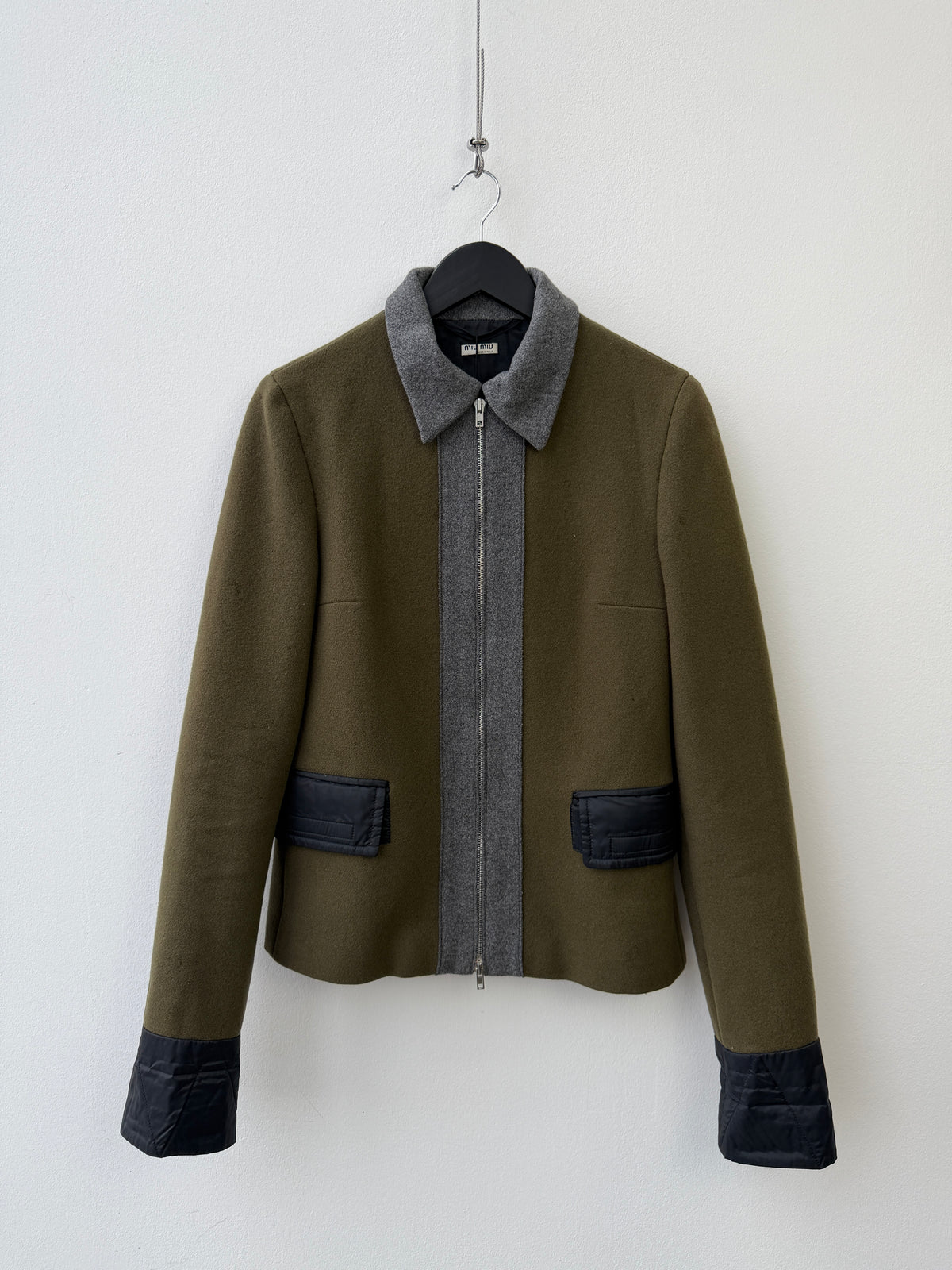 Miu Miu Khaki Grey 90s/00s Wool Jacket