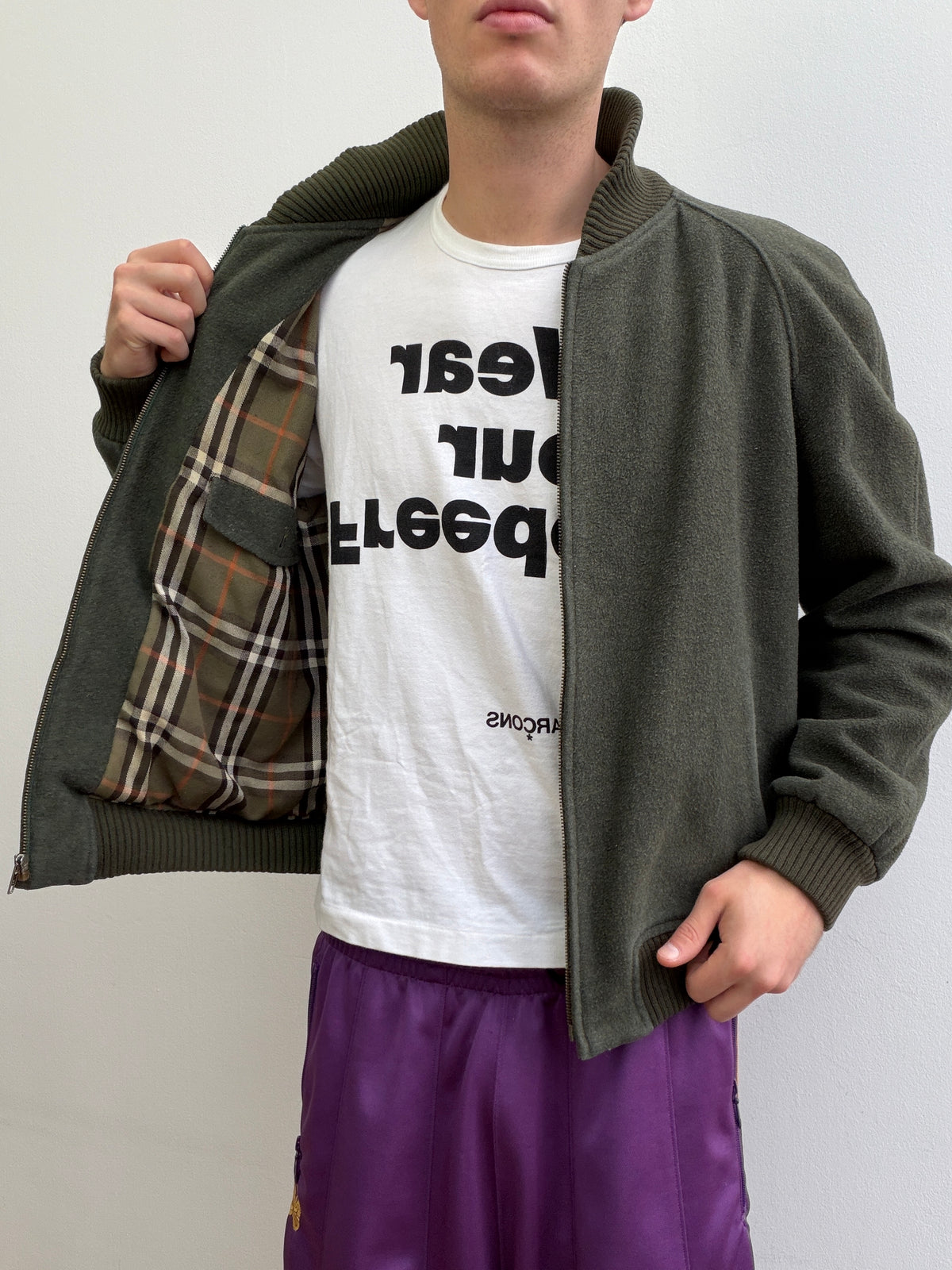 Burberry 90s Wool Bomber Jacket