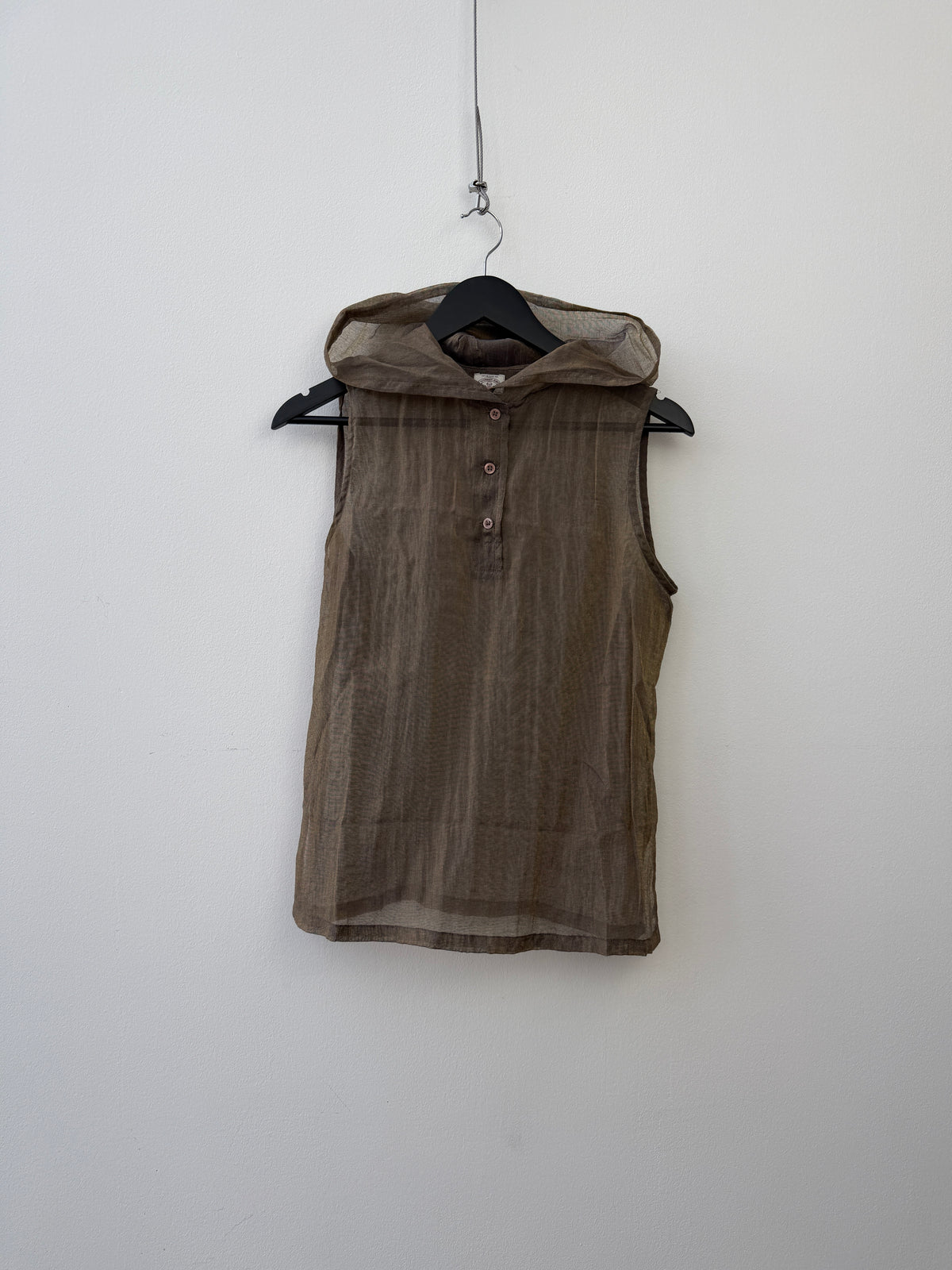 Armani Jeans 90s Iridescent Sheer Hooded Two-Piece Dress Set