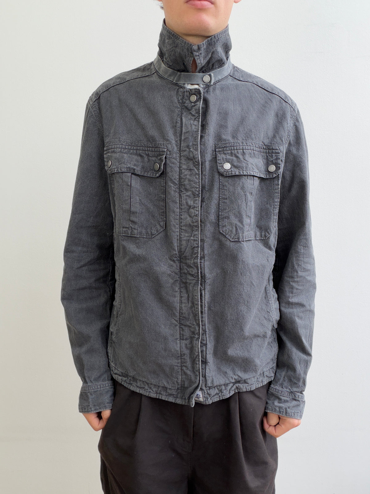 C.P. Fine Houndstooth Strap Collar Lightweight Workwear Jacket