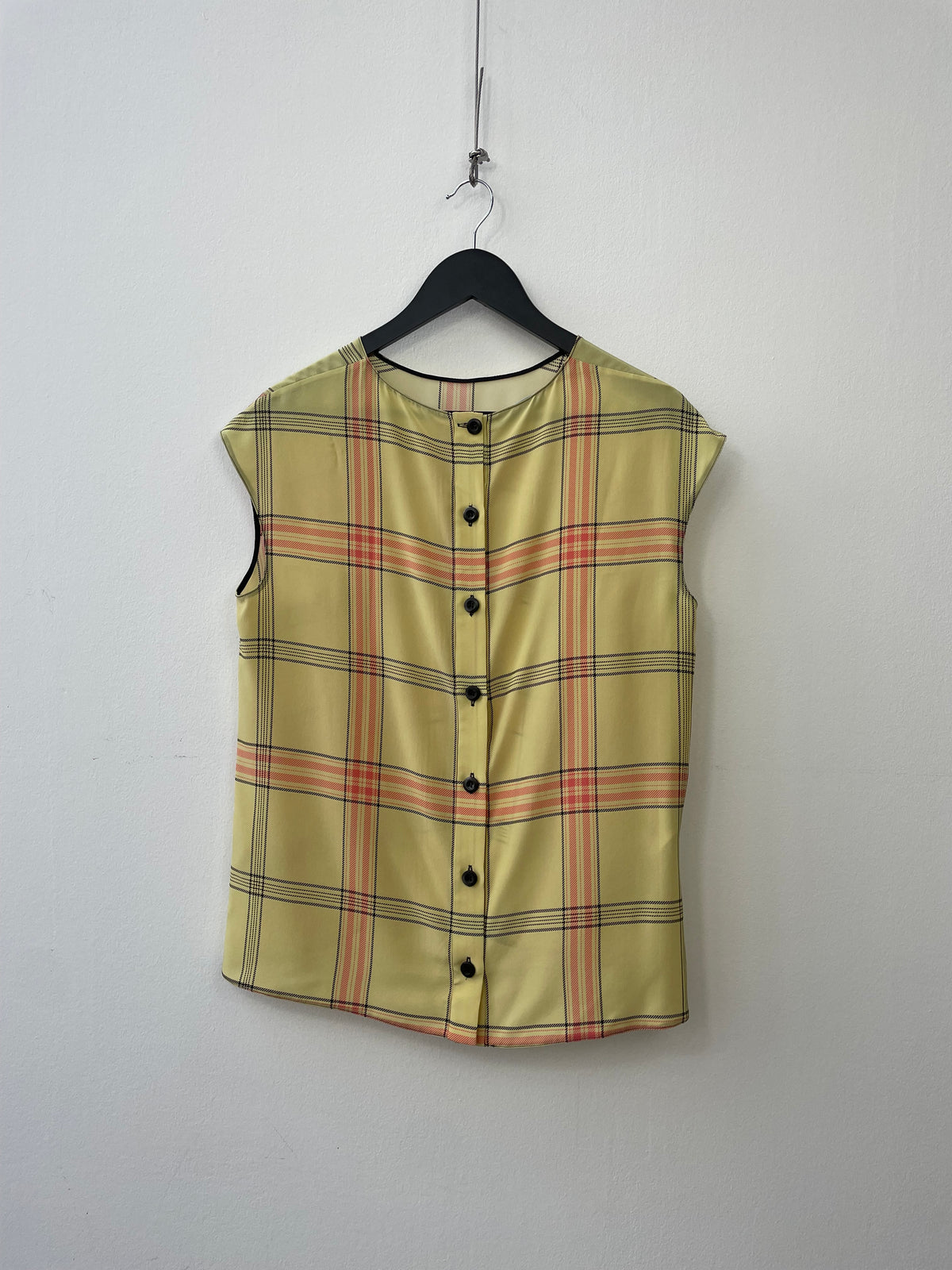 Prada Silk Tartan Sleeveless Top