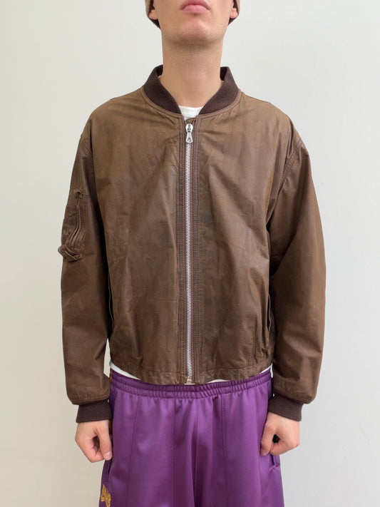 Emporio Armani 90s Oiled Leather Bomber Jacket