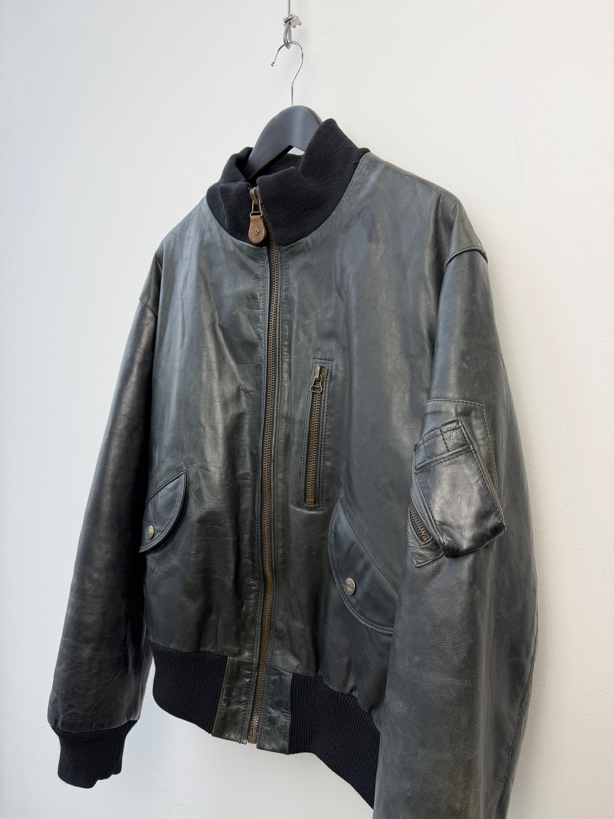 Armani Jeans 90s Leather Bomber Jacket