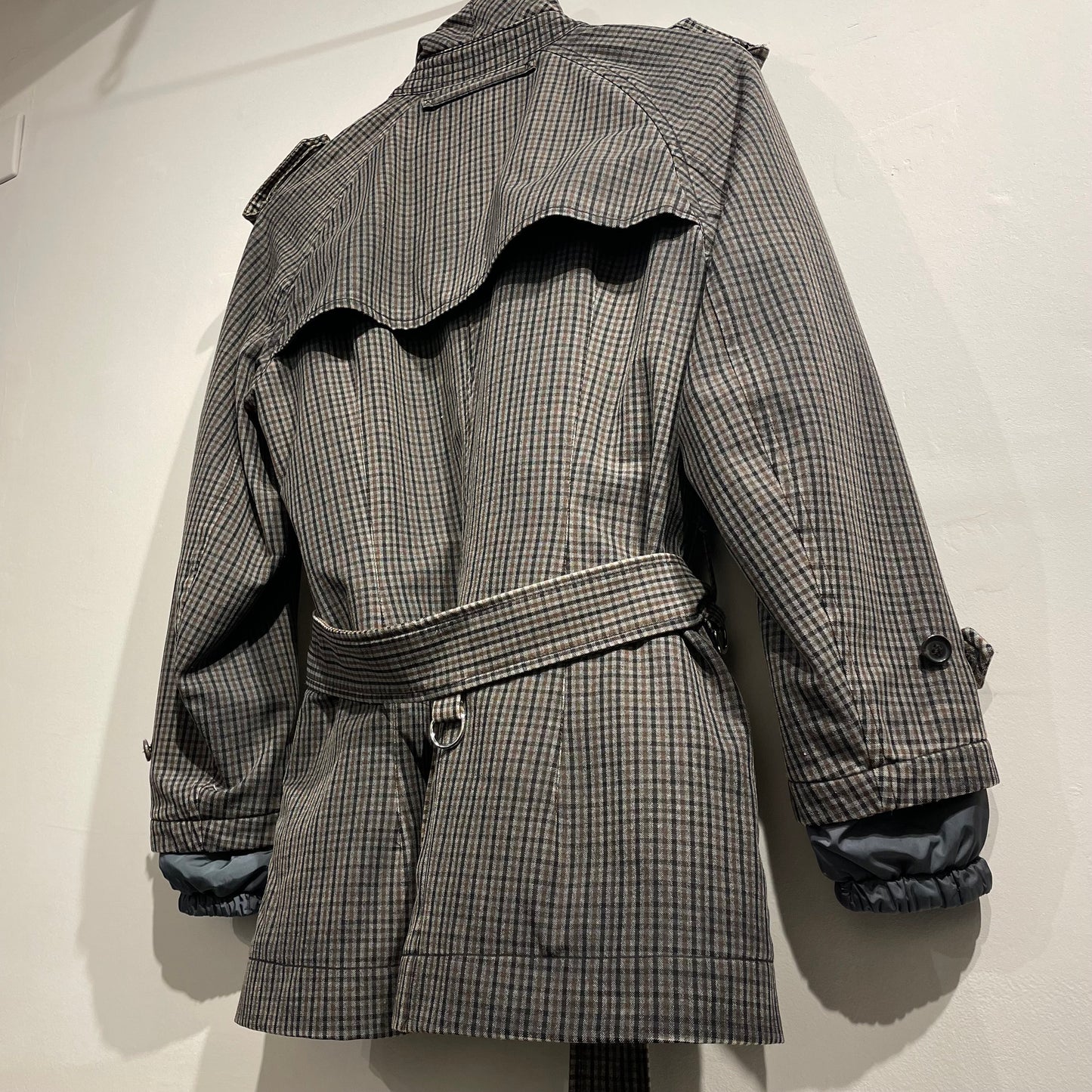 Prada Sport Grey & Brown 00s Belted Plaid Jacket