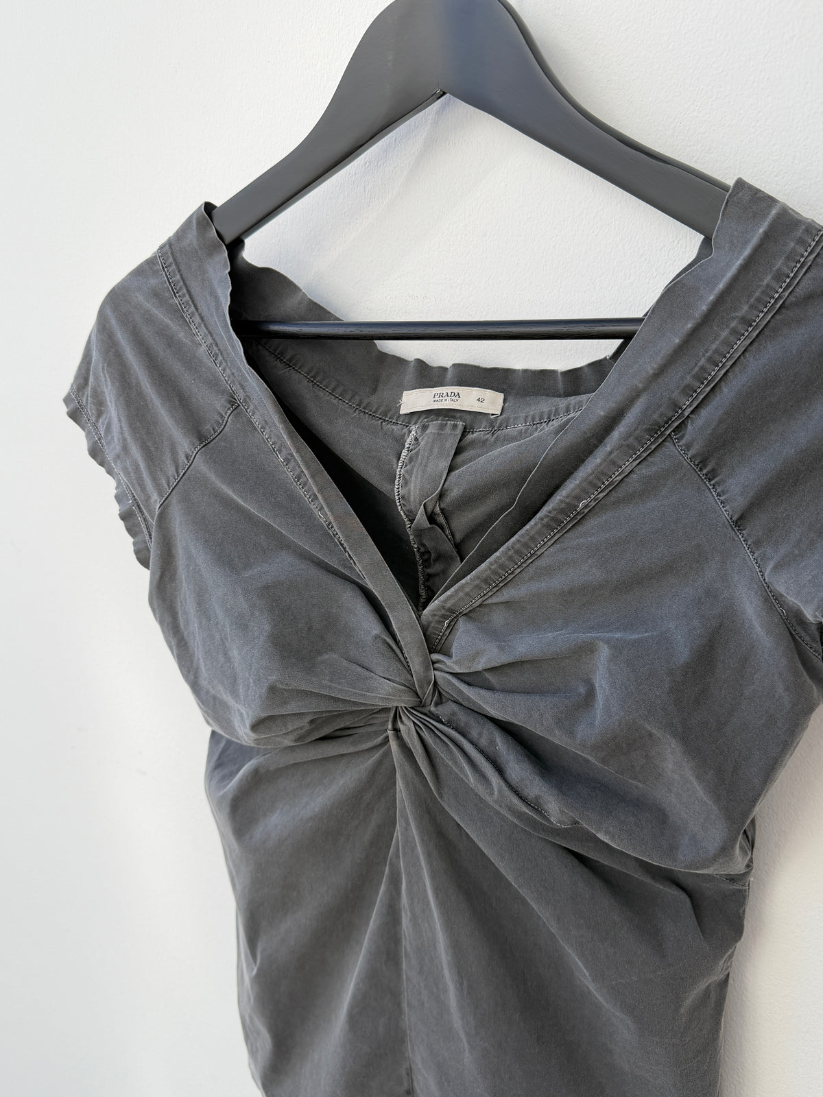 Prada 00s Sleeveless Zip-Back Bunch Top