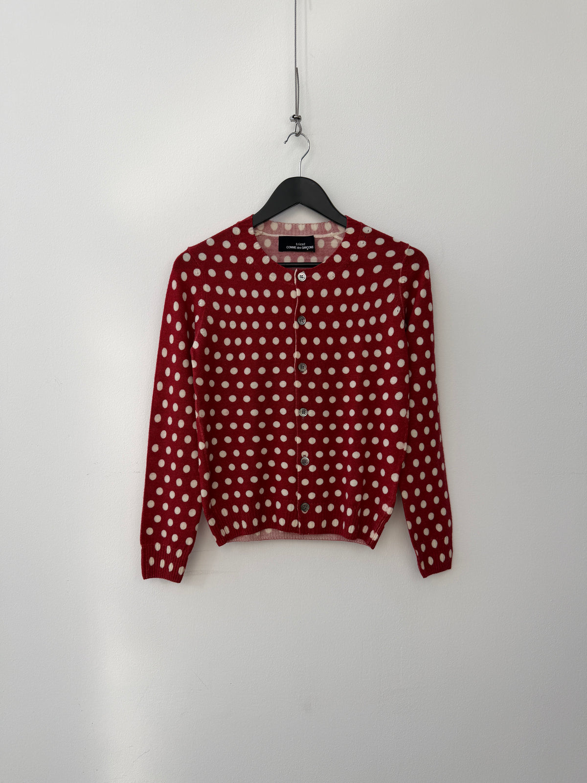 Comme des Garçons Tricot Red & White Polka Dot Cardigan