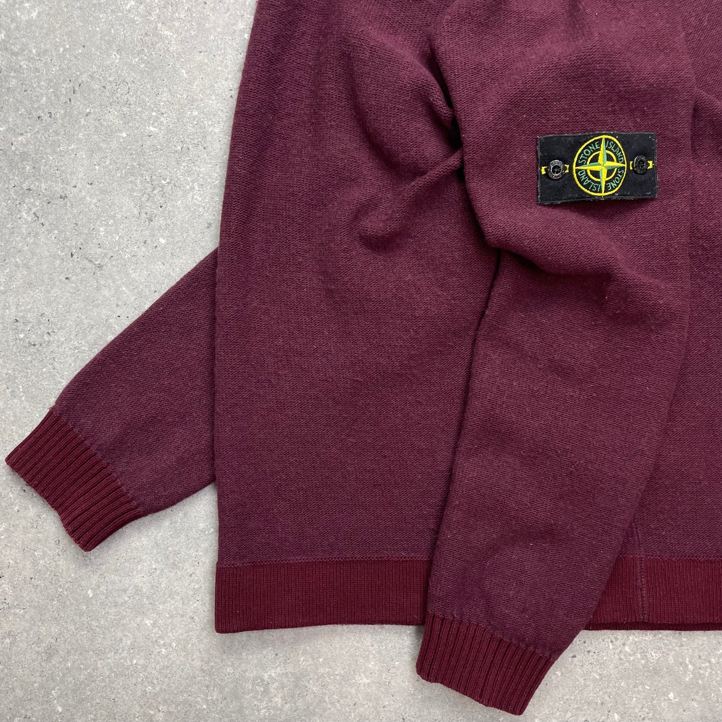 Stone Island Two-Tone Burgundy Knit Jumper