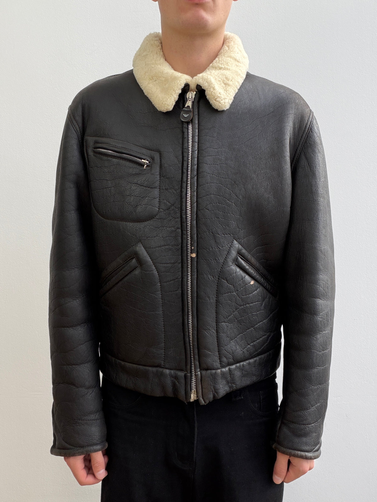Armani Jeans 90s Sheepskin Leather Jacket