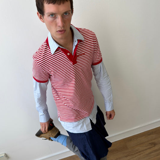 Prada Sport Red & White Stripe Polo Shirt