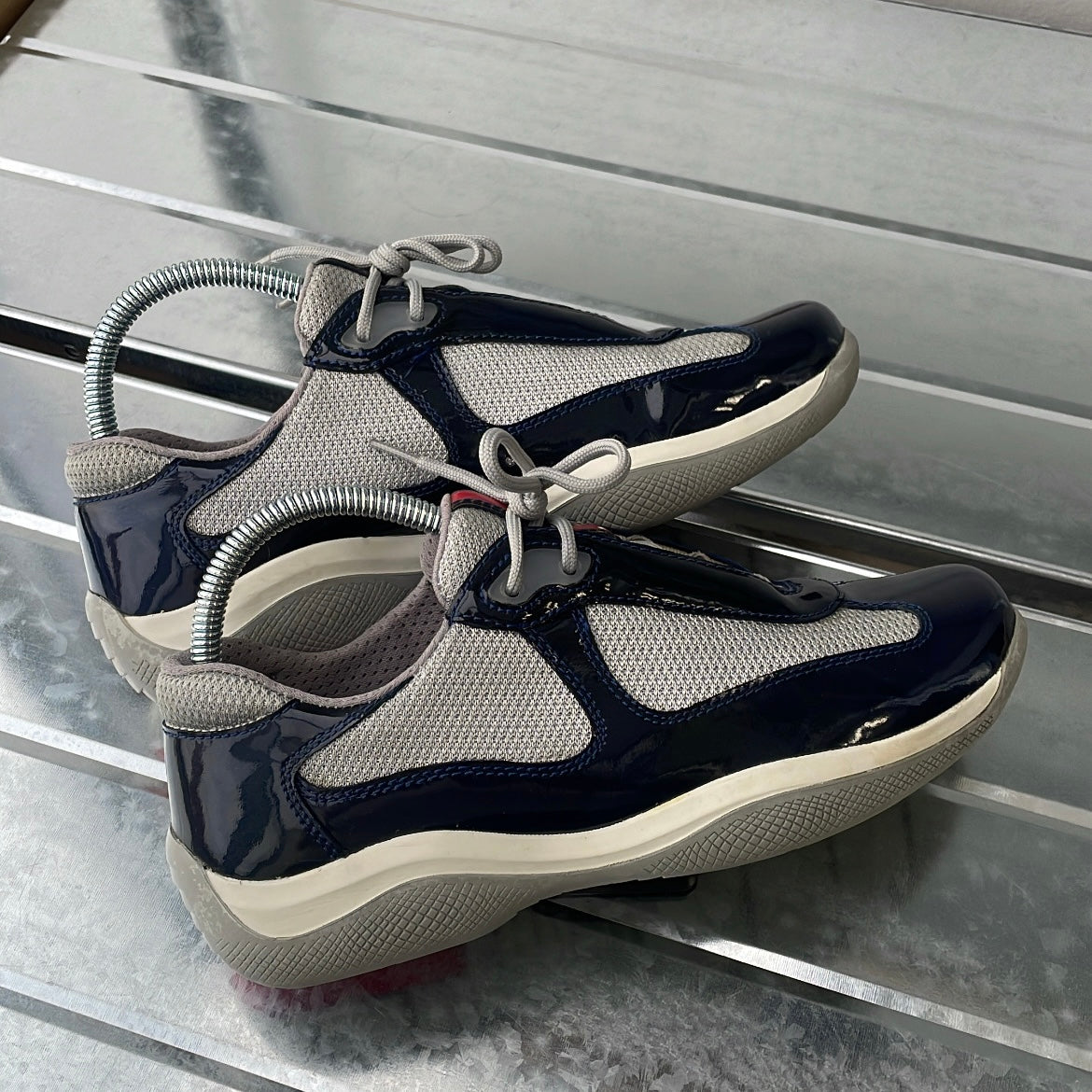 Prada Sport Navy Blue 00s Americas Cup Patent Leather Trainers