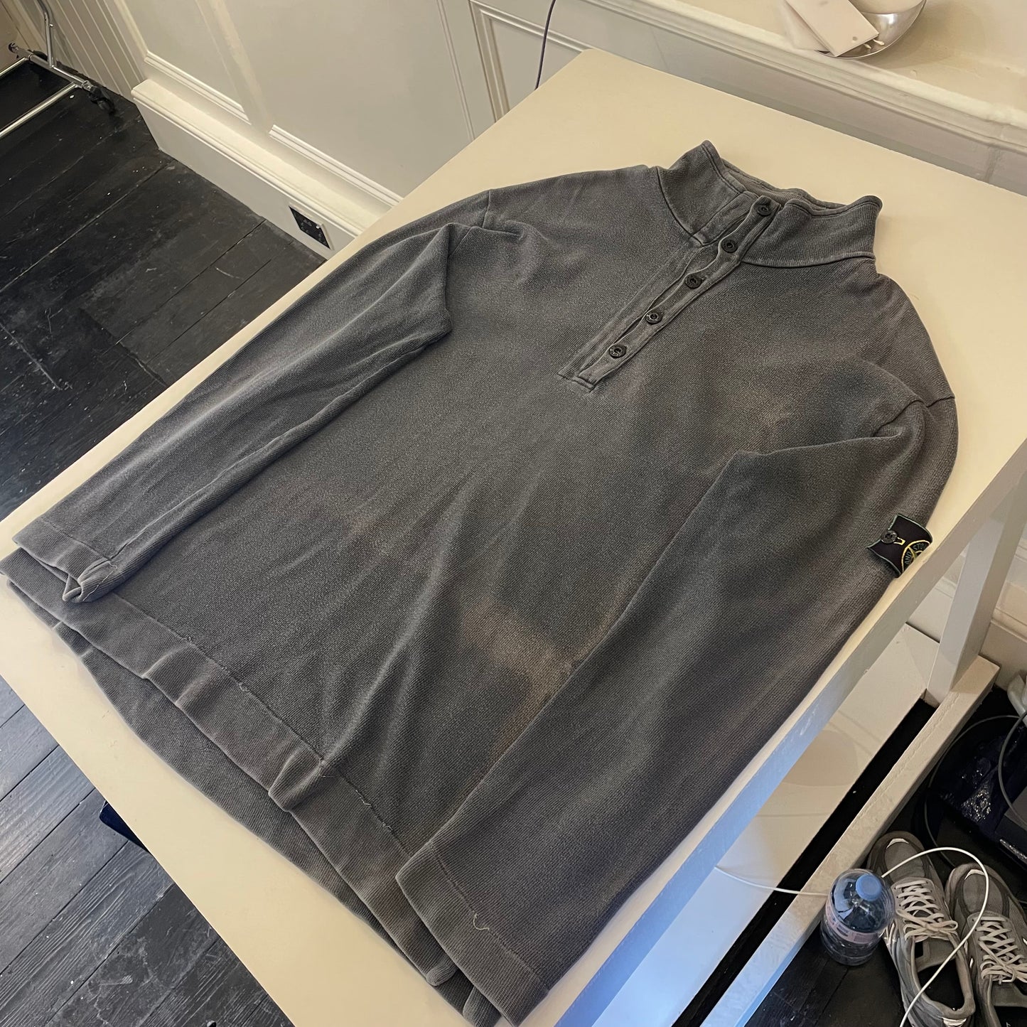 Stone Island Grey AW99 Button Collar Jumper