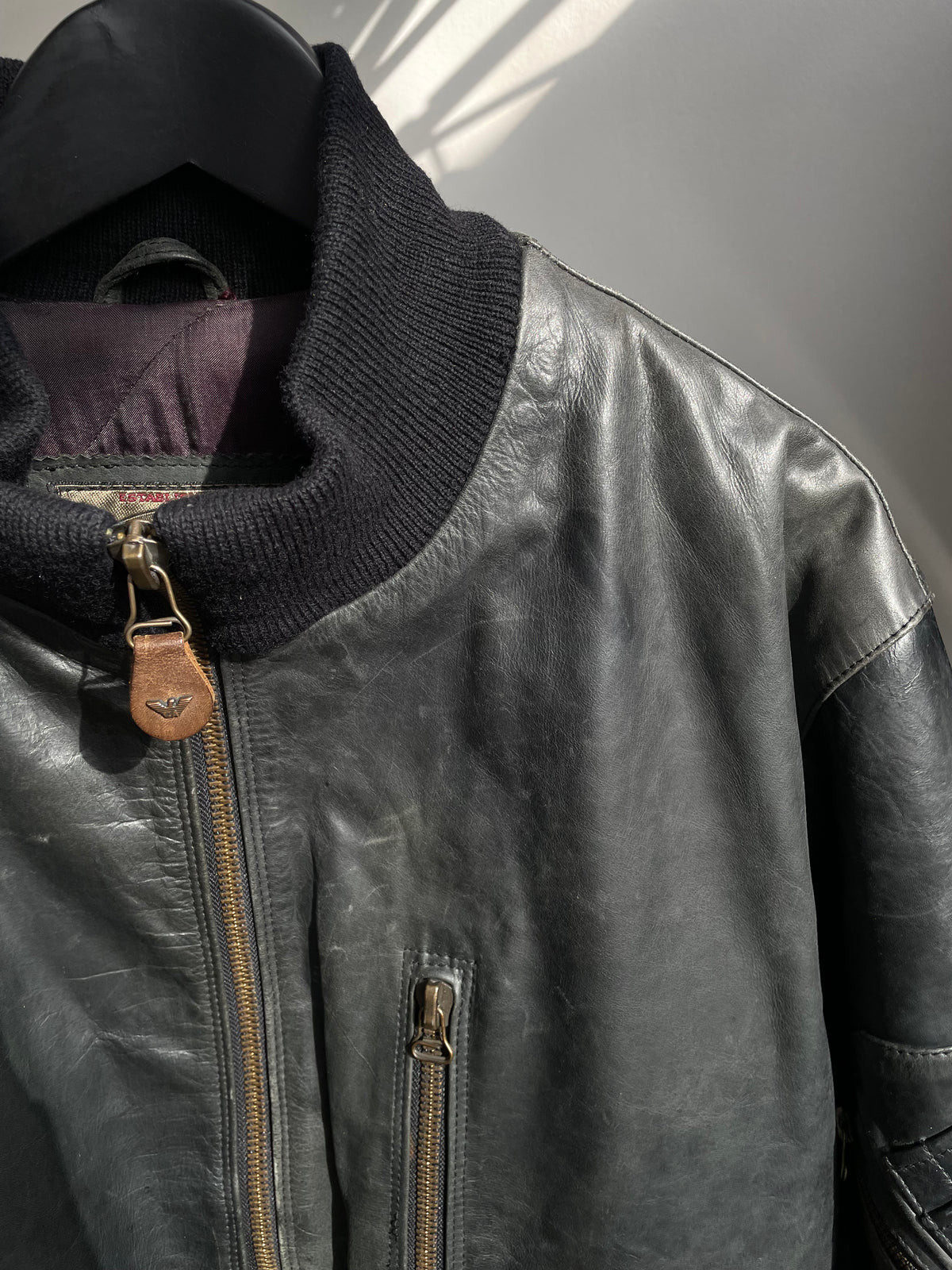 Armani Jeans 90s Leather Bomber Jacket