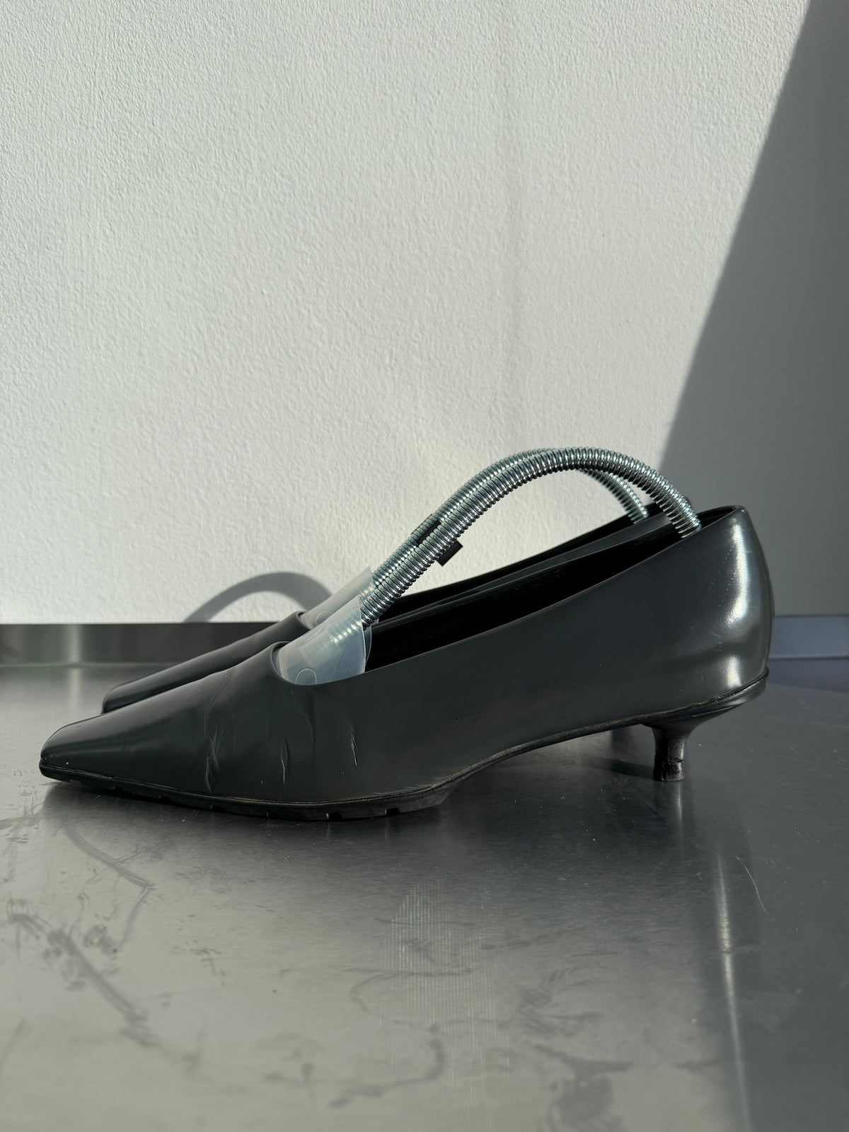 Prada 90s Leather Square Toe Mary Jane Kitten Heels
