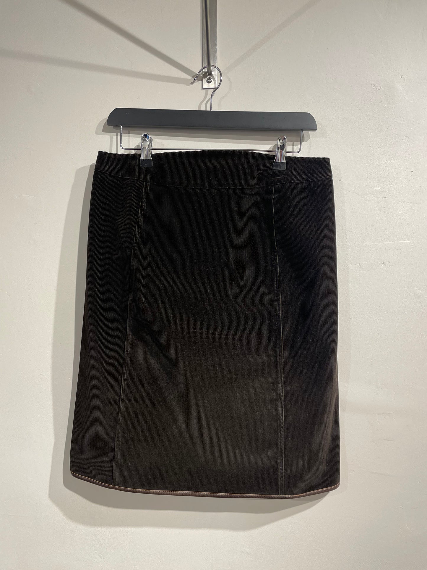 Prada Sport Brown 00s Corduroy & Leather Skirt