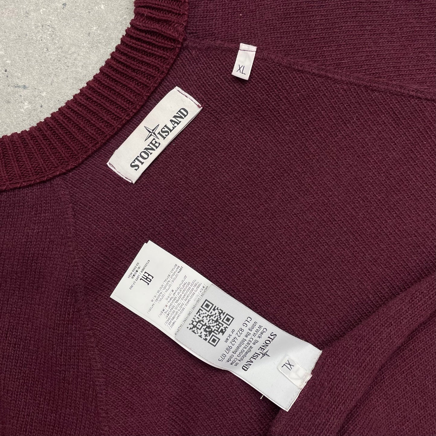 Stone Island Two-Tone Burgundy Knit Jumper