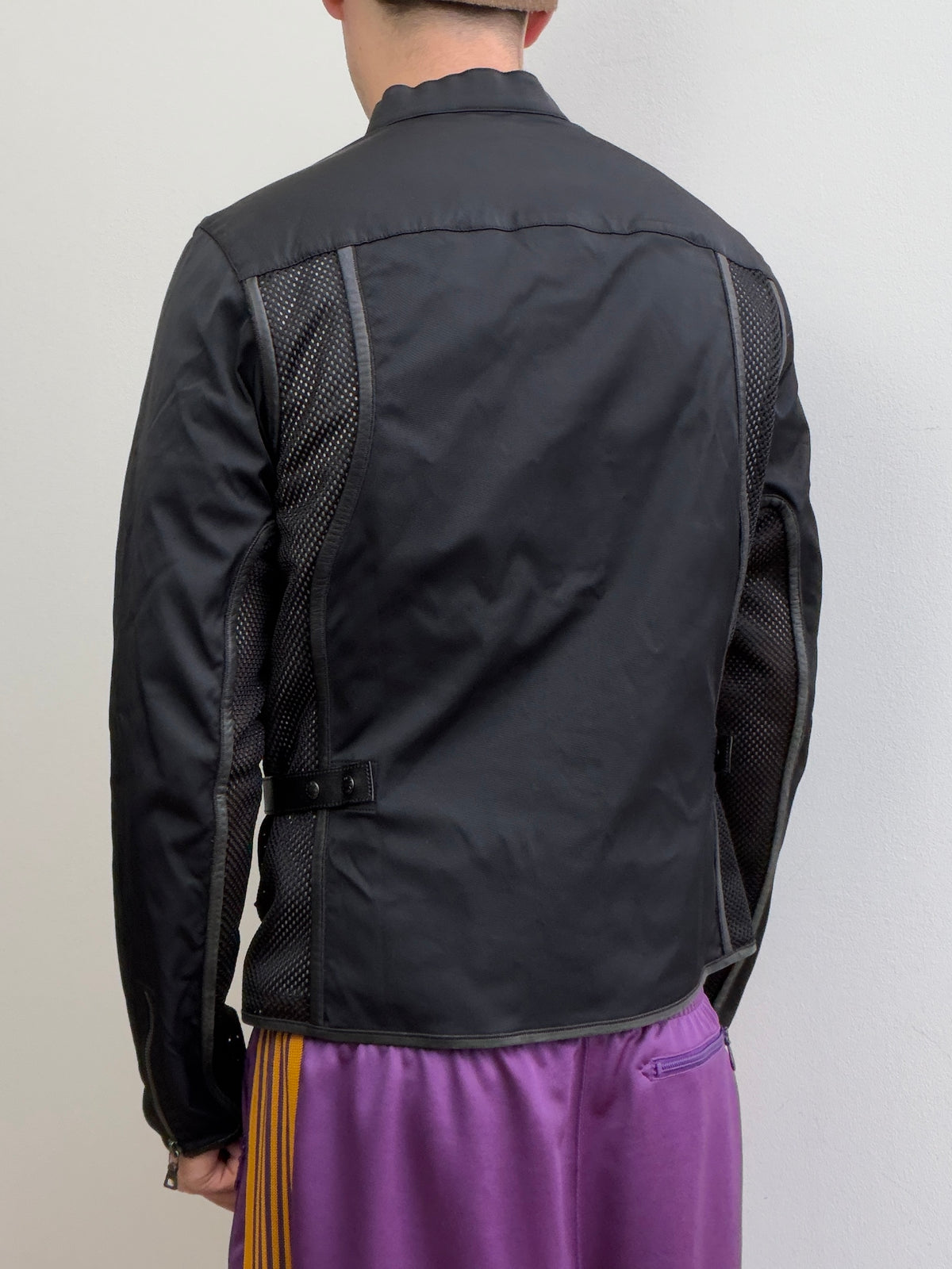Prada Sport SS00 Leather-Trim Mesh Biker Jacket
