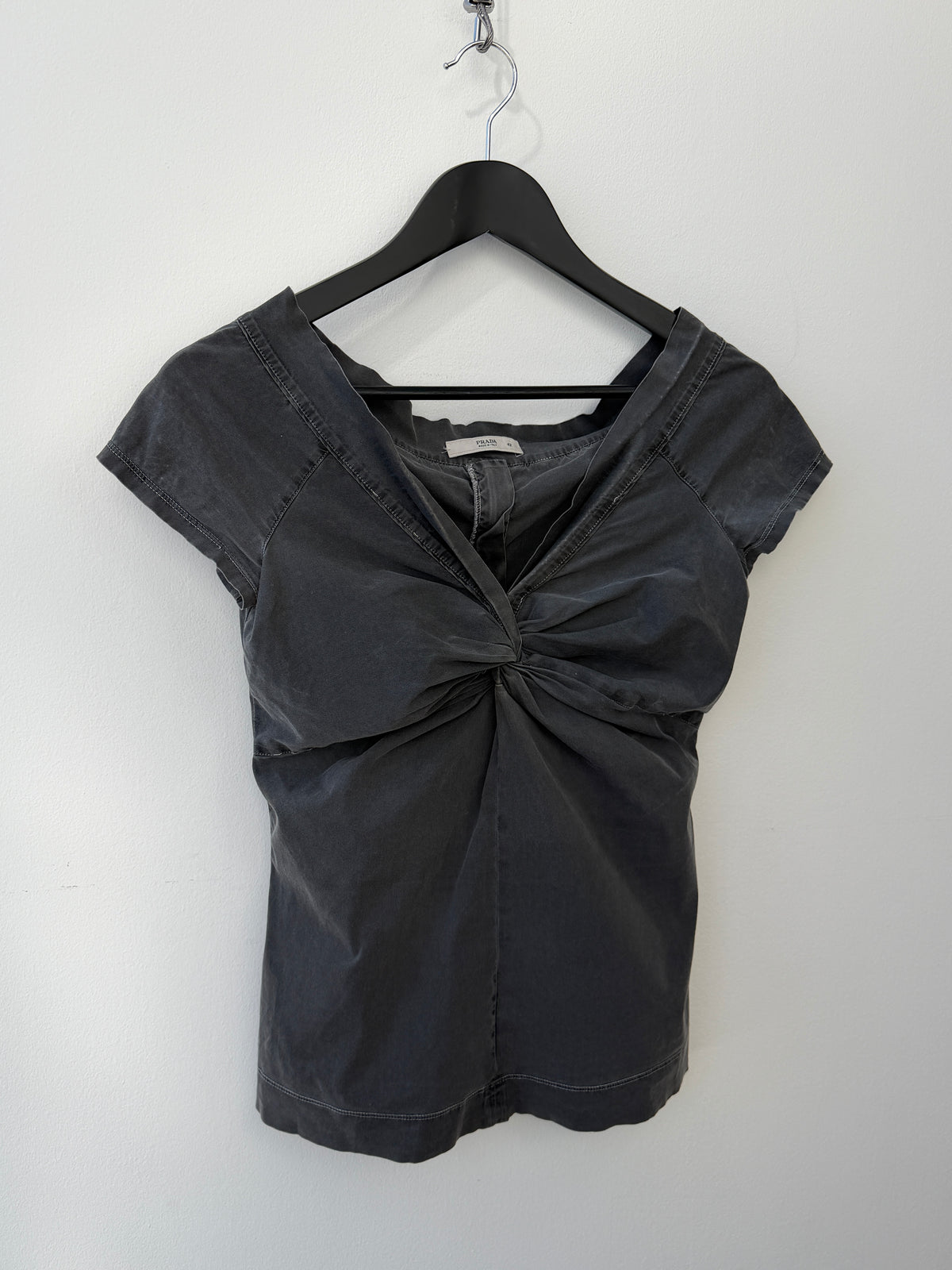 Prada 00s Sleeveless Zip-Back Bunch Top