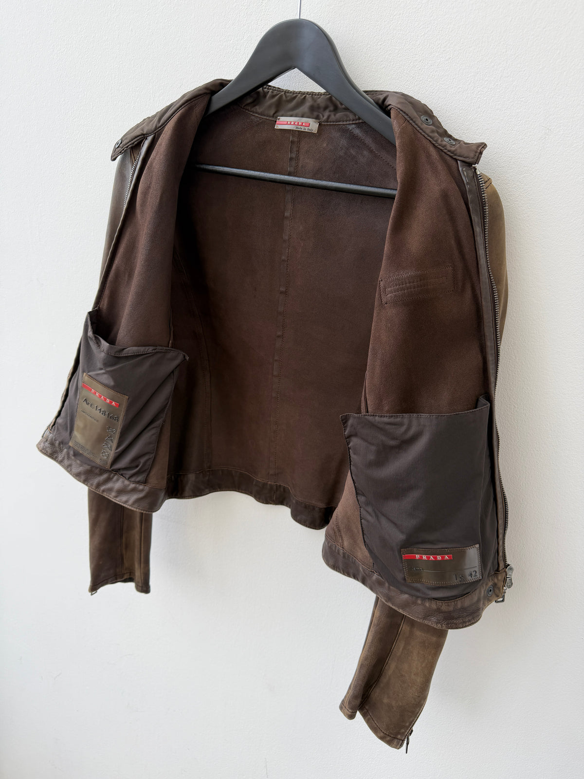 Prada Sport Brown Leather Motorcycle Jacket