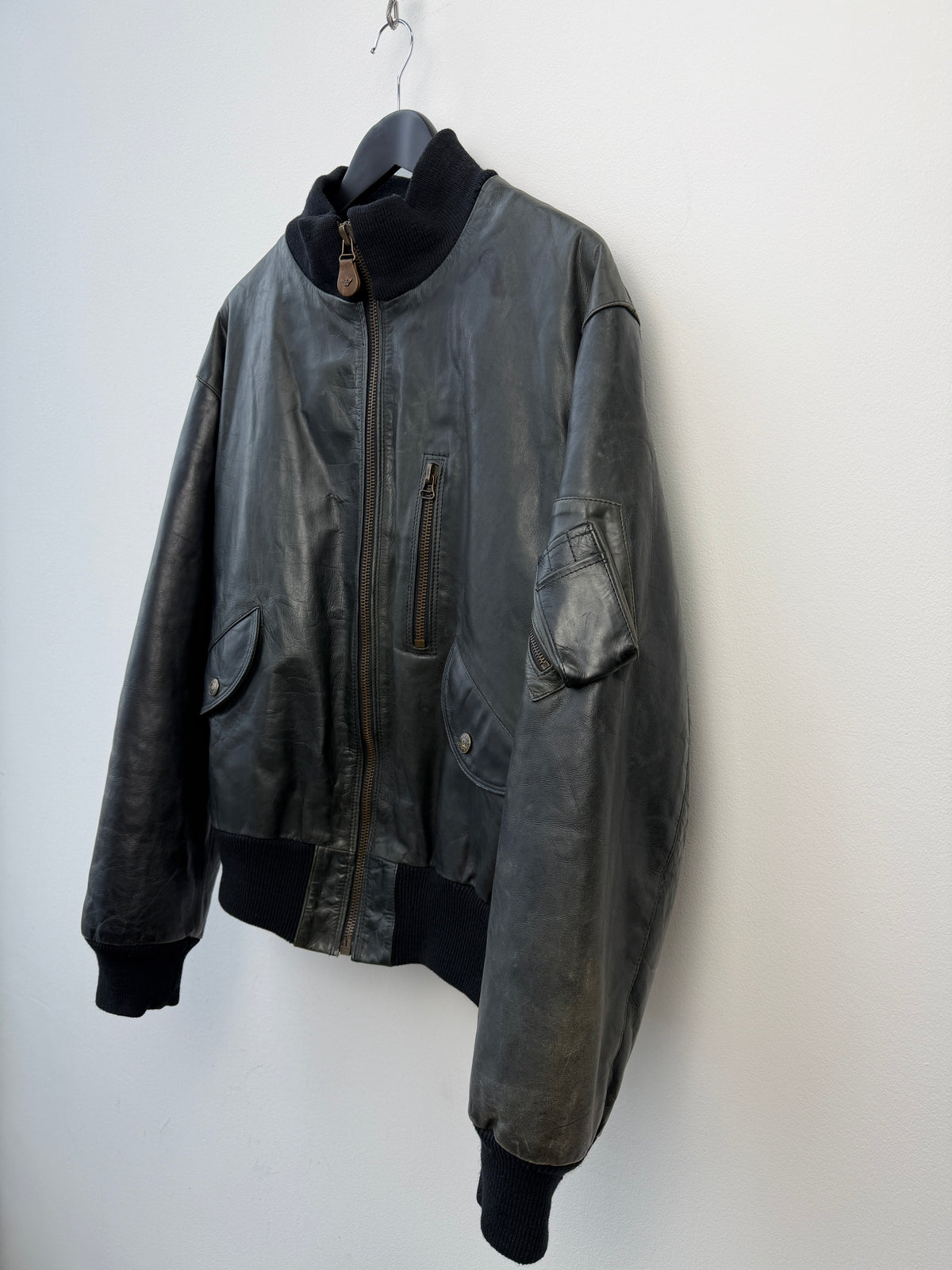 Armani Jeans 90s Leather Bomber Jacket