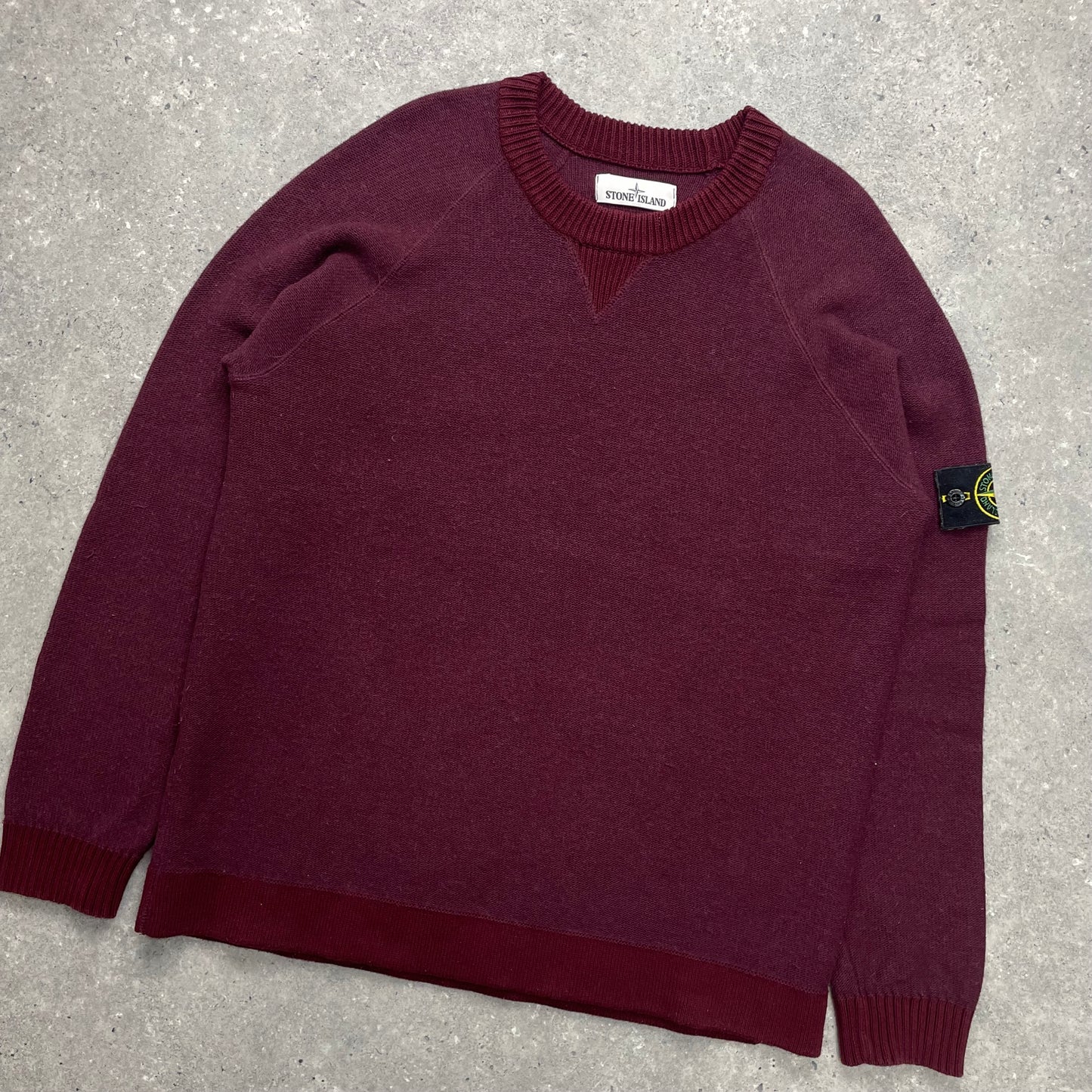 Stone Island Two-Tone Burgundy Knit Jumper