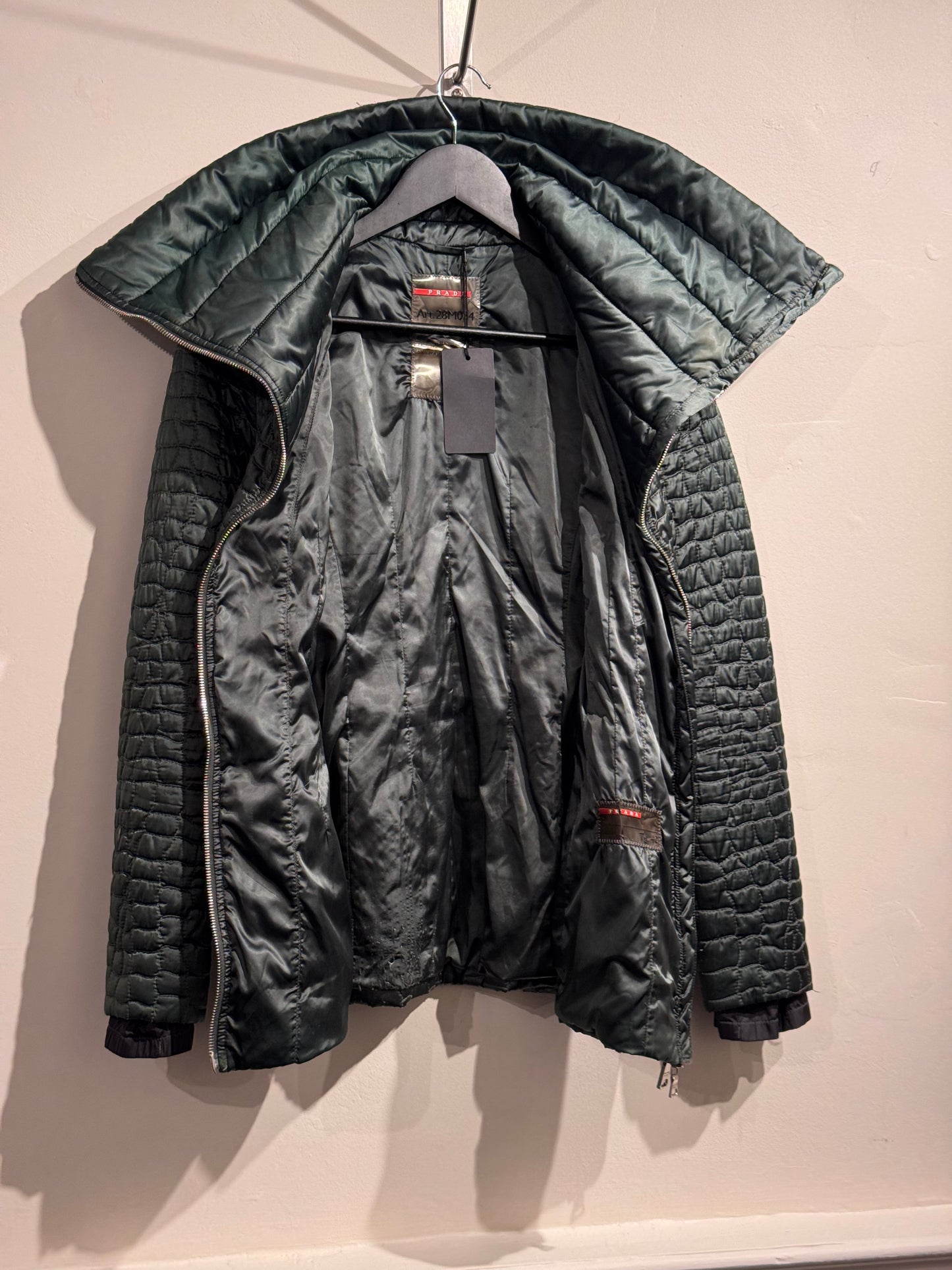 Prada Sport Green 2008 Nylon Padded Funnel Neck Jacket
