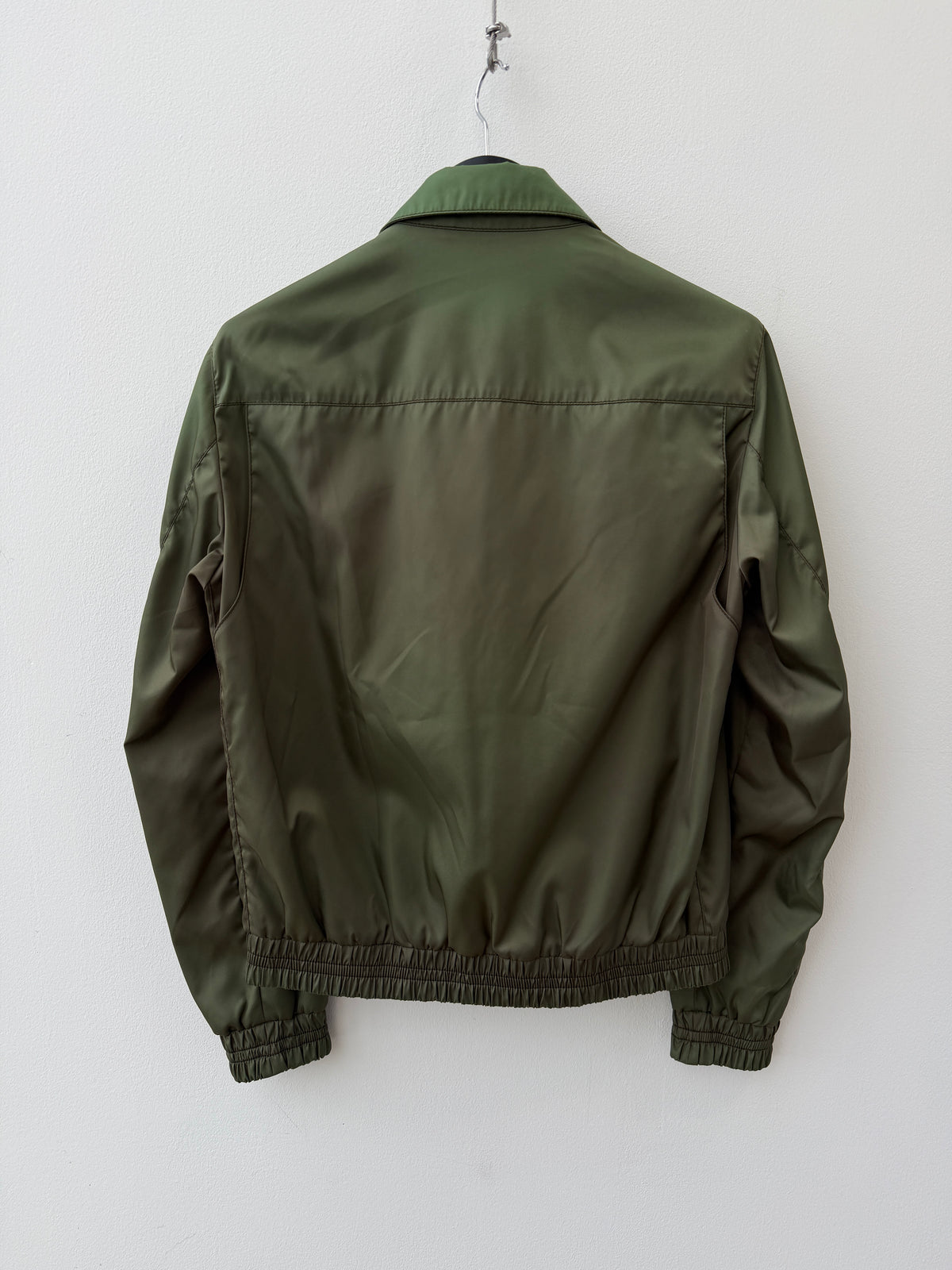 Prada Green Iridescent Zip Up Bomber Jacket