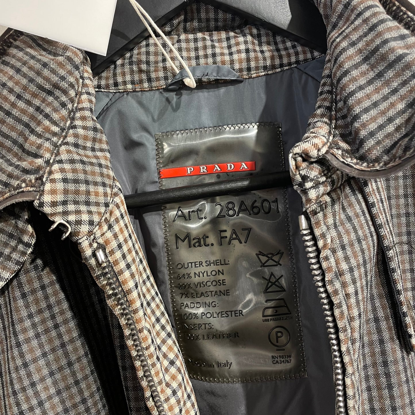 Prada Sport Grey & Brown 00s Belted Plaid Jacket