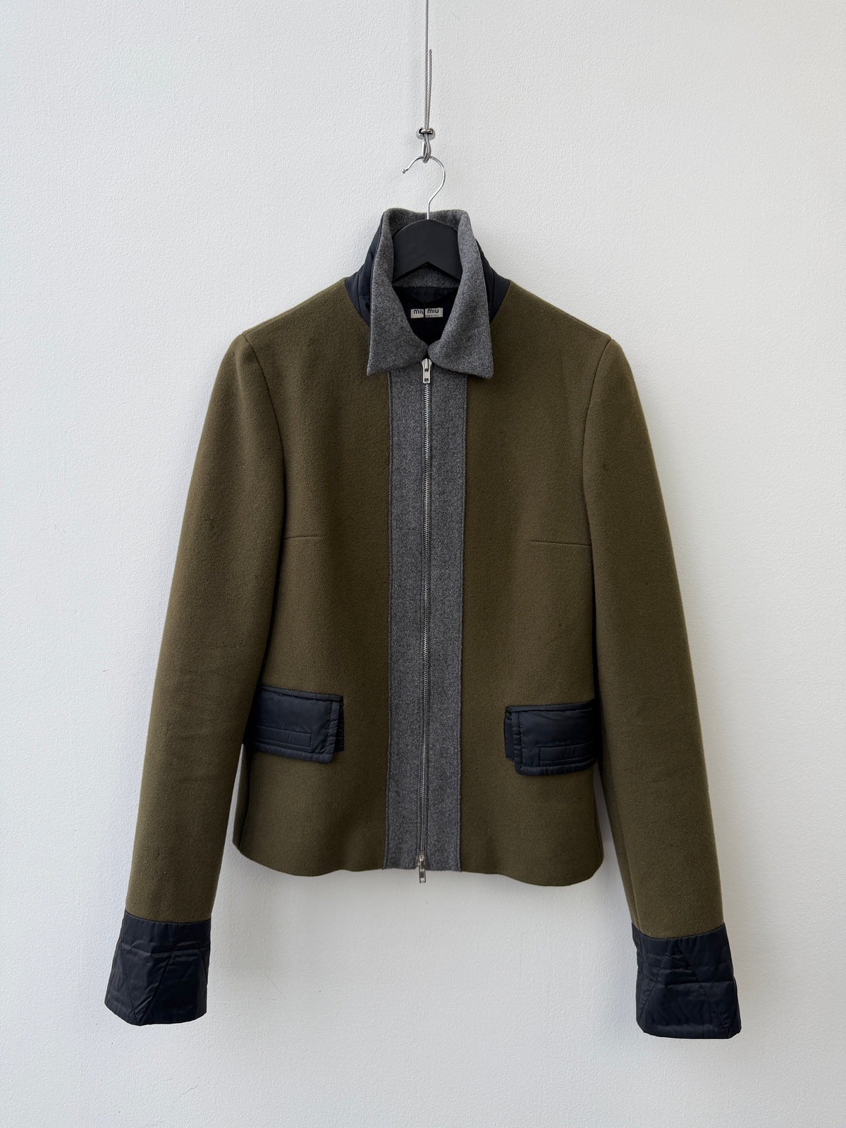 Miu Miu Khaki Grey 90s/00s Wool Jacket
