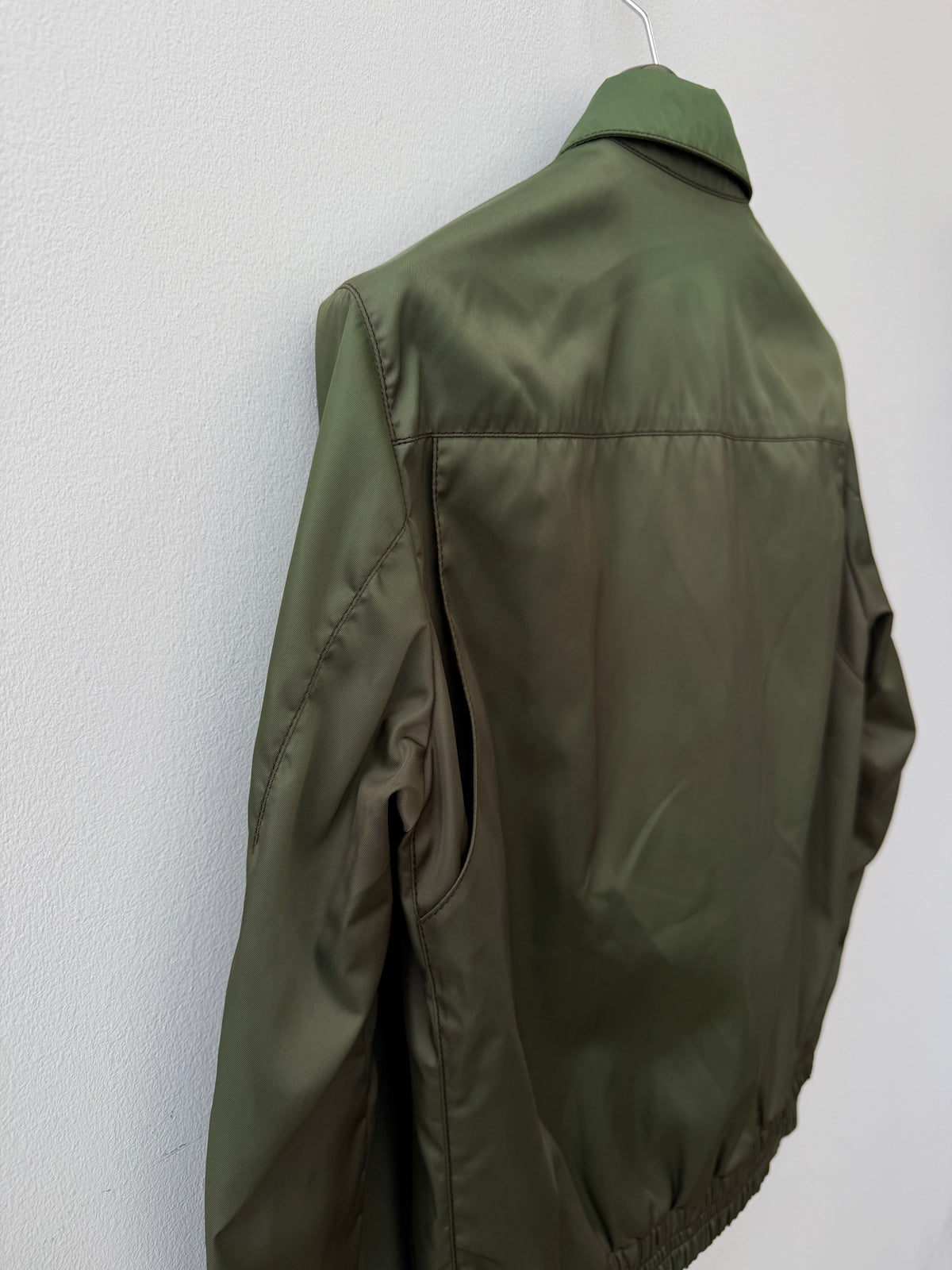 Prada Green Iridescent Zip Up Bomber Jacket