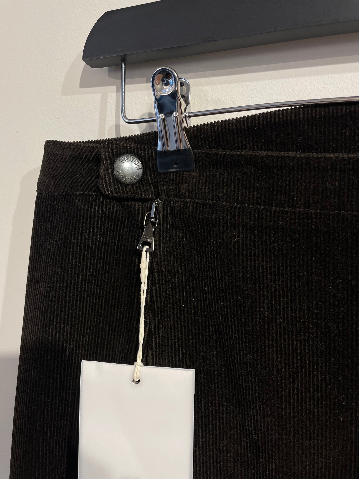 Prada Sport Brown 00s Corduroy & Leather Skirt