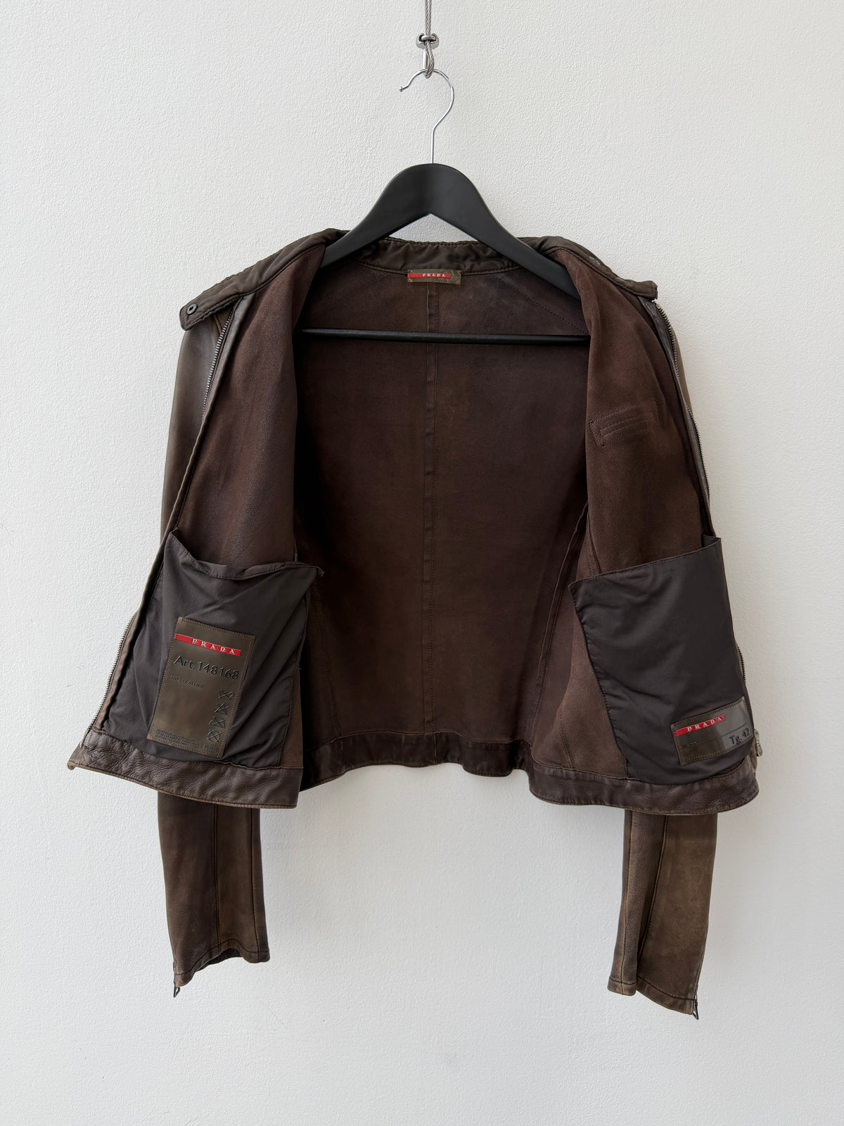 Prada Sport Brown Leather Motorcycle Jacket