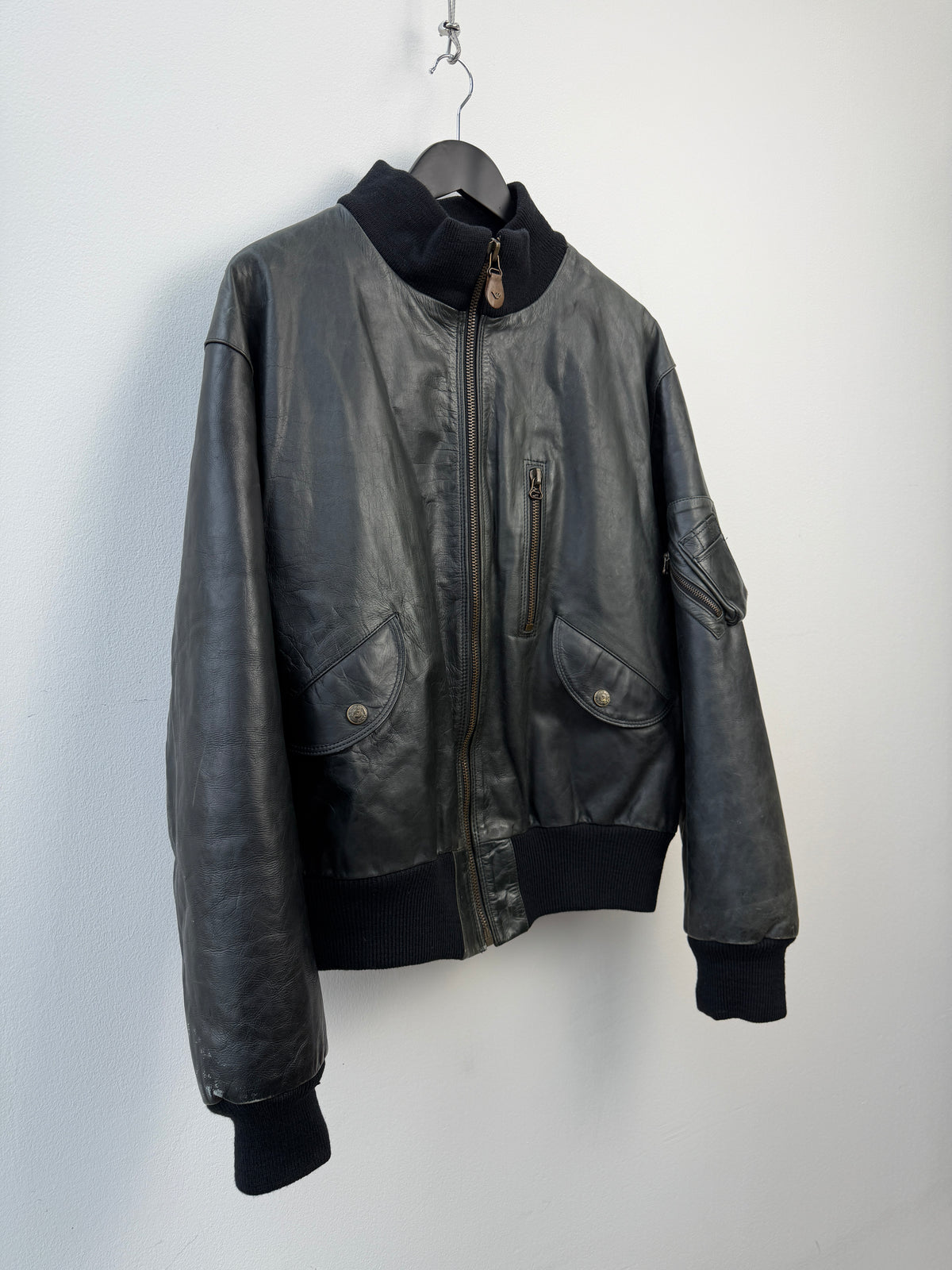 Armani Jeans 90s Leather Bomber Jacket