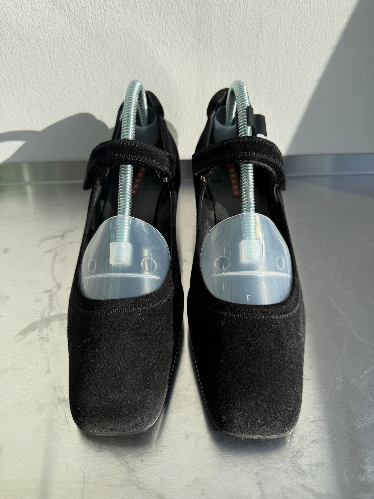 Prada Sport Suede Wedge Mary Janes