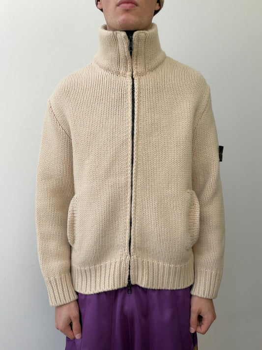 Stone Island AW03 Zip-Through Knit Cardigan Jacket
