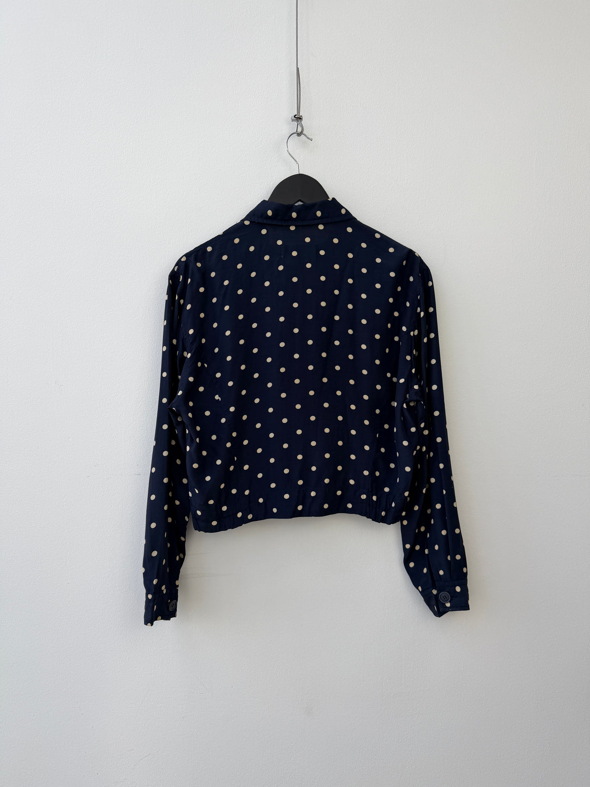 Comme Des Garçon Robe De Chambre 90s Navy & White Polka Dot Cropped Jacket