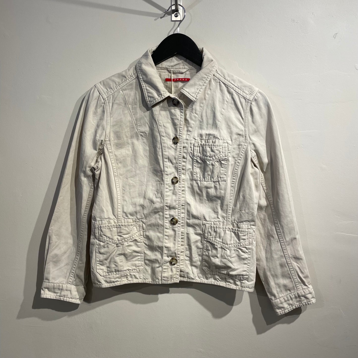Prada Sport Stone White 00s Cotton Button-Up Blazer
