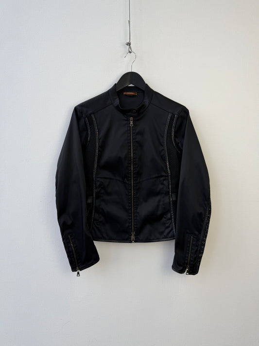 Prada Sport Spring Summer 2000 Mesh & Leather Biker Jacket