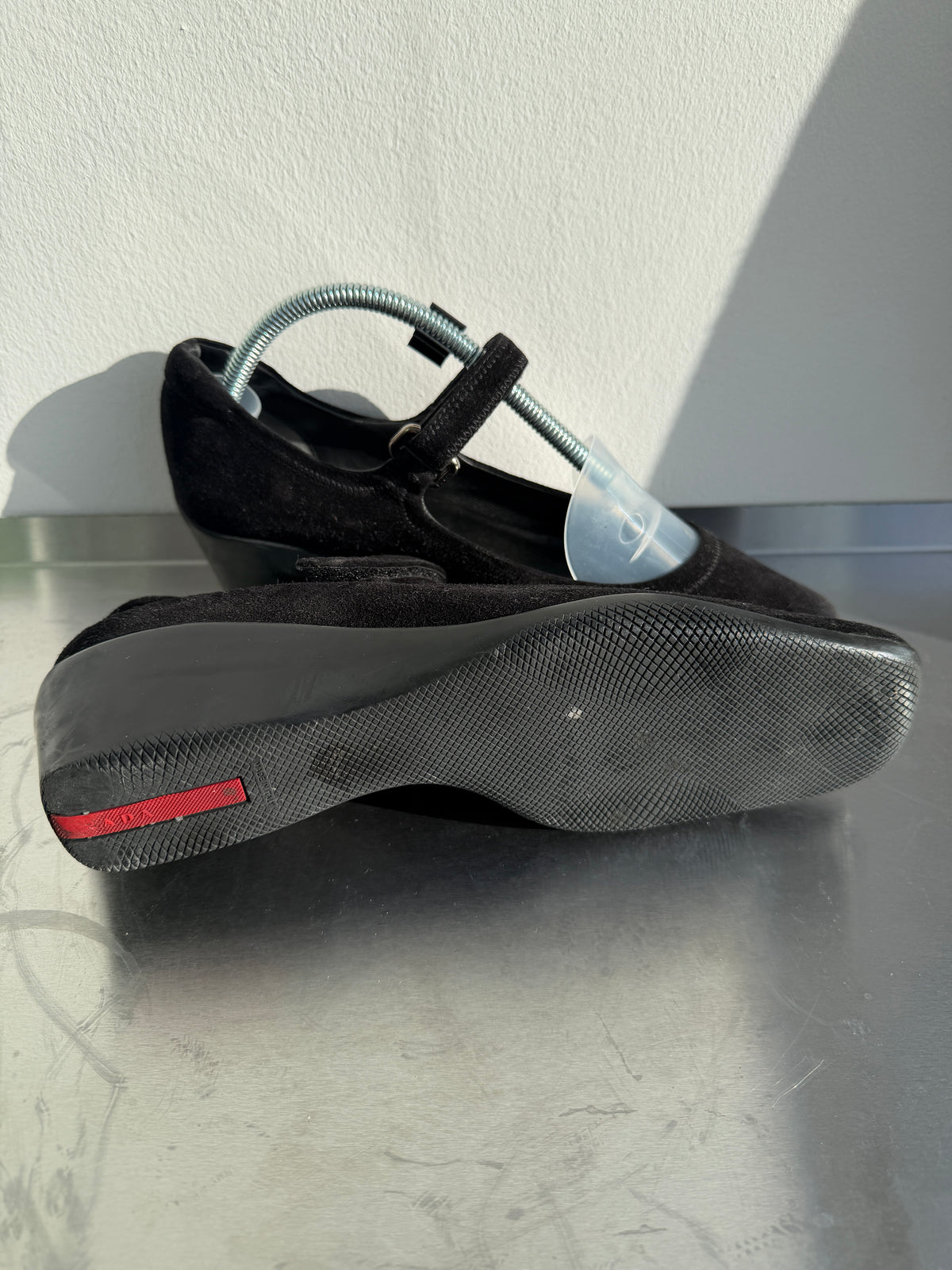 Prada Sport Suede Wedge Mary Janes