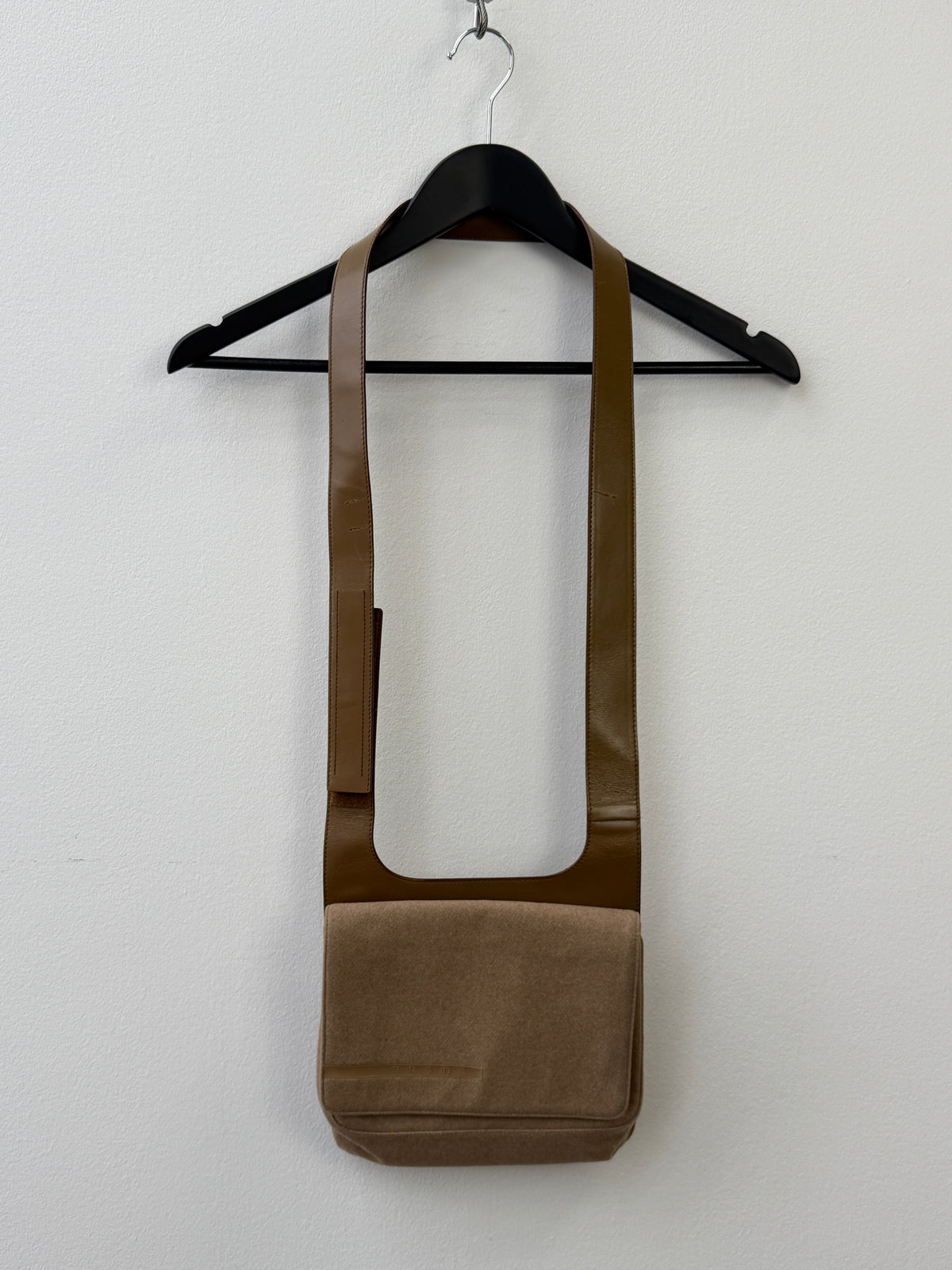 Prada Spring Summer 1999 Wool & leather Side Bag