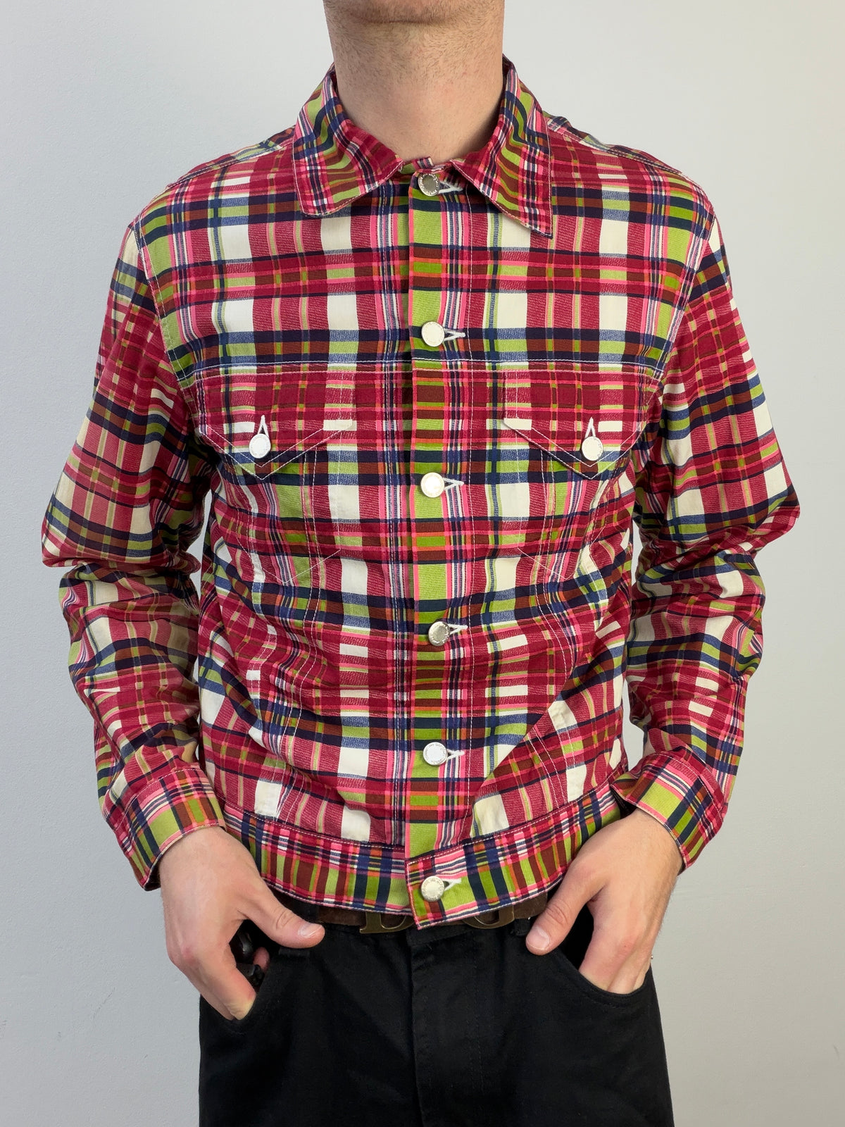 Comme Des Garçon SS98 Plaid Cotton Trucker Jacket