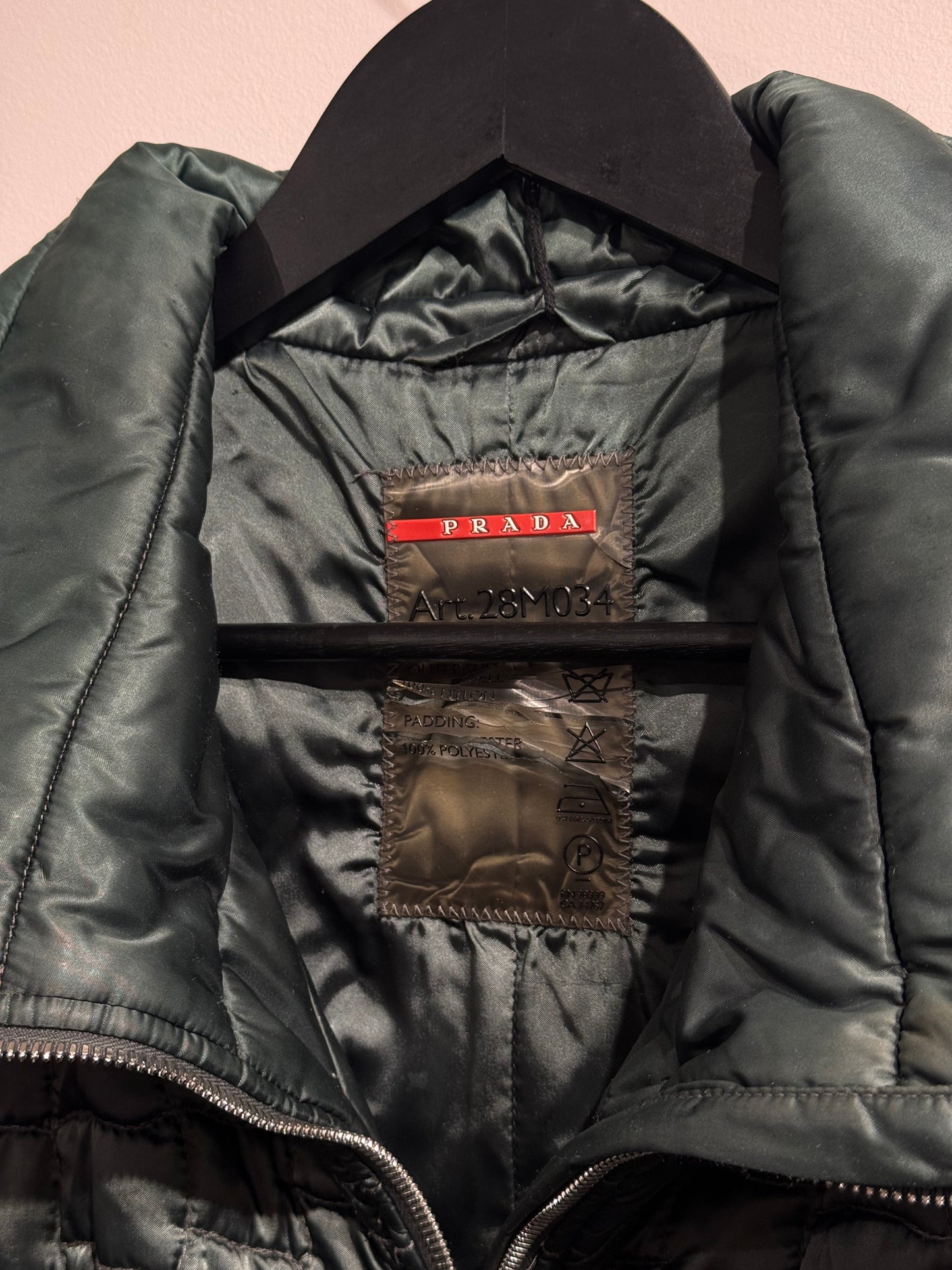 Prada Sport Green 2008 Nylon Padded Funnel Neck Jacket